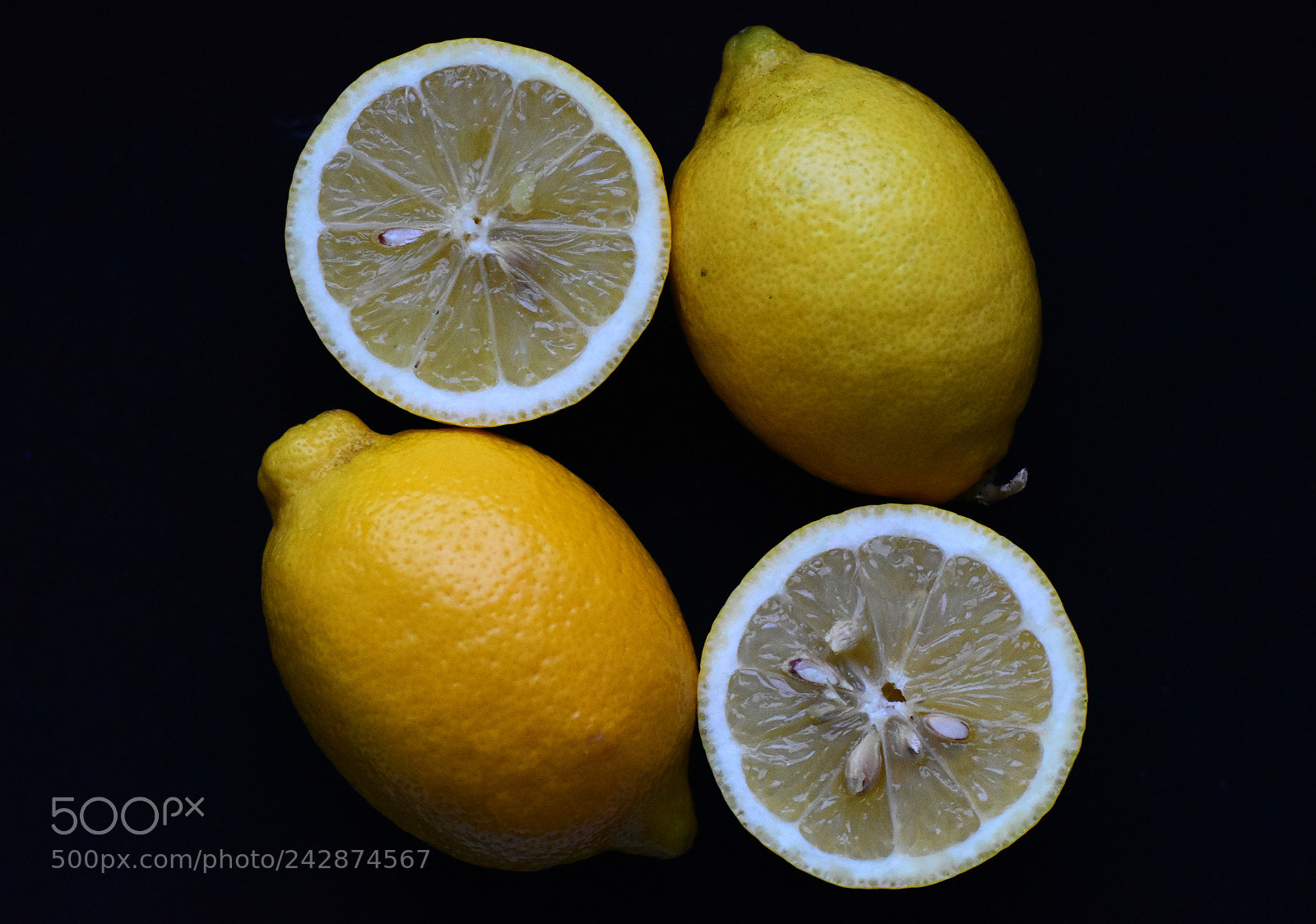 Nikon D7200 sample photo. Lemons on black background photography