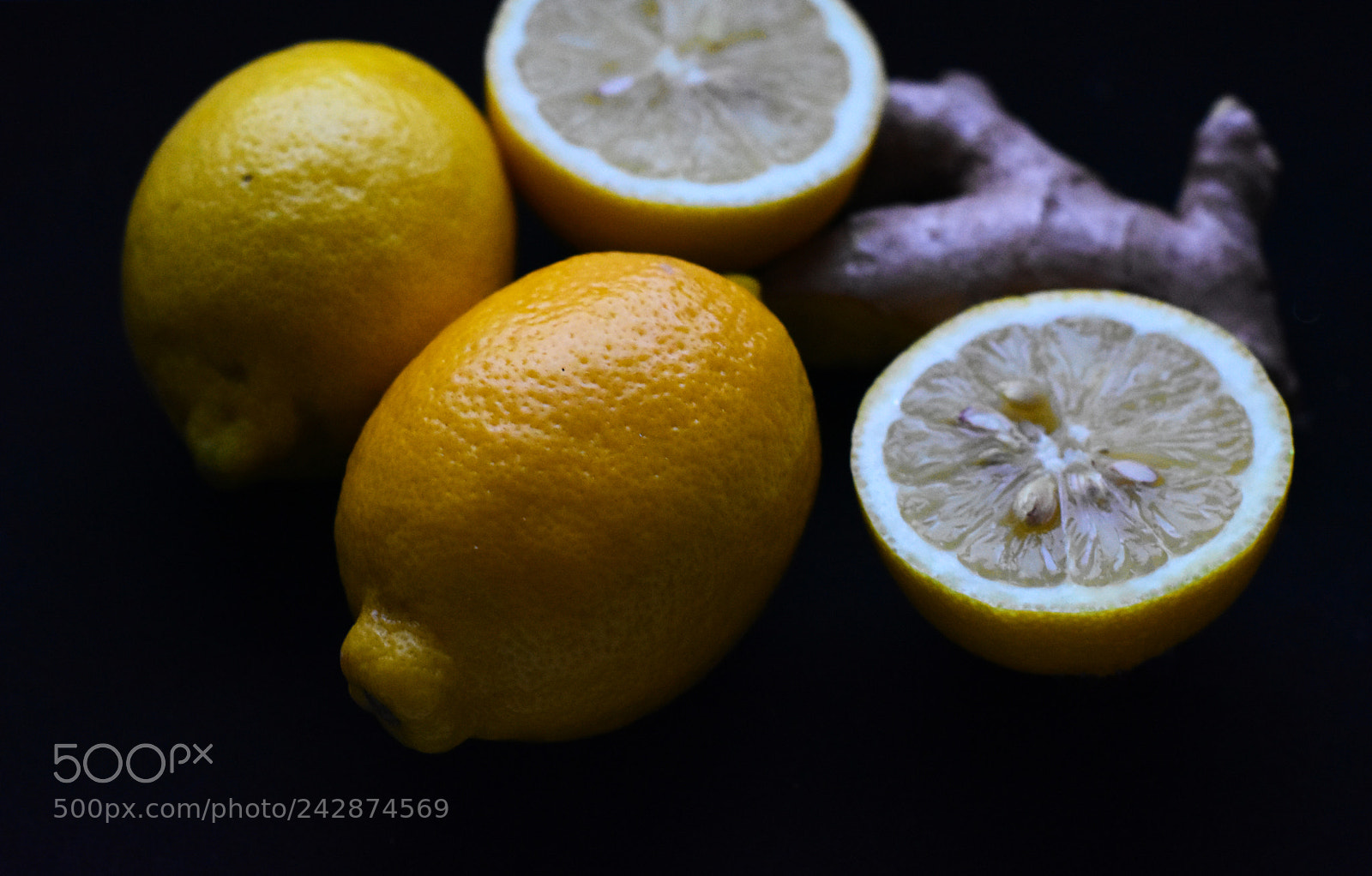 Nikon D7200 sample photo. Lemons on black background photography