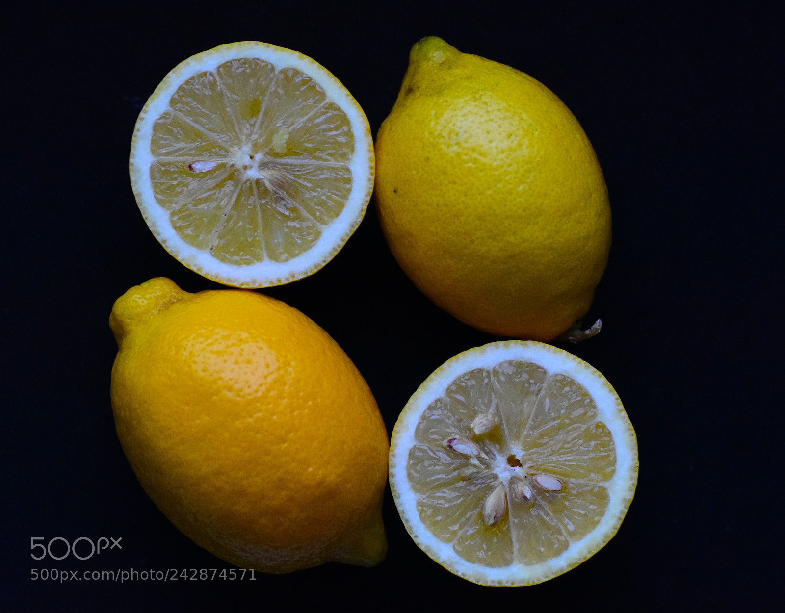 Nikon D7200 sample photo. Lemons on black background photography