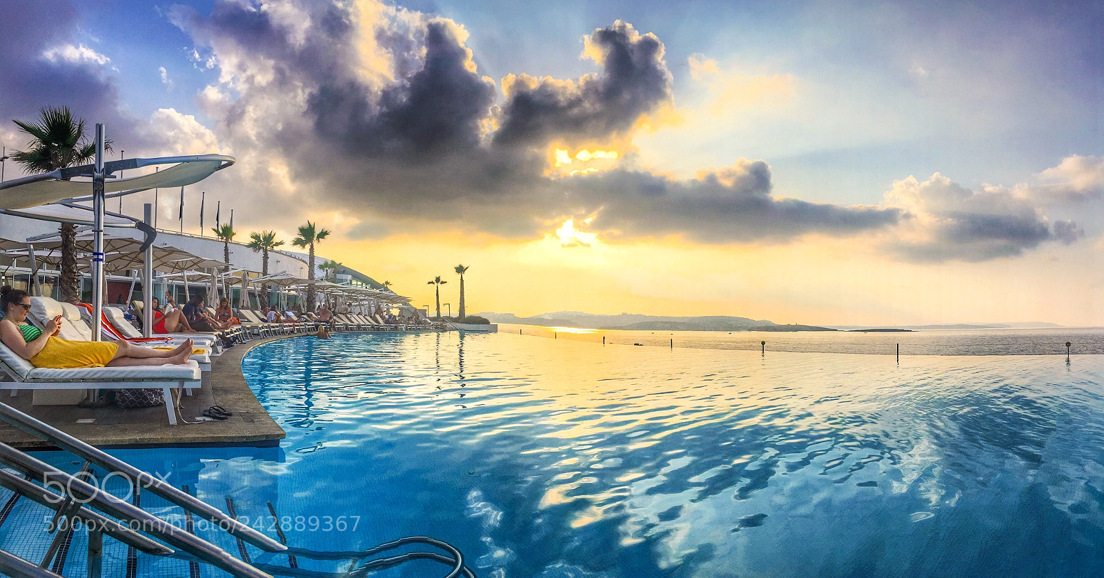 Apple iPhone 6s sample photo. Sunset by the pool photography