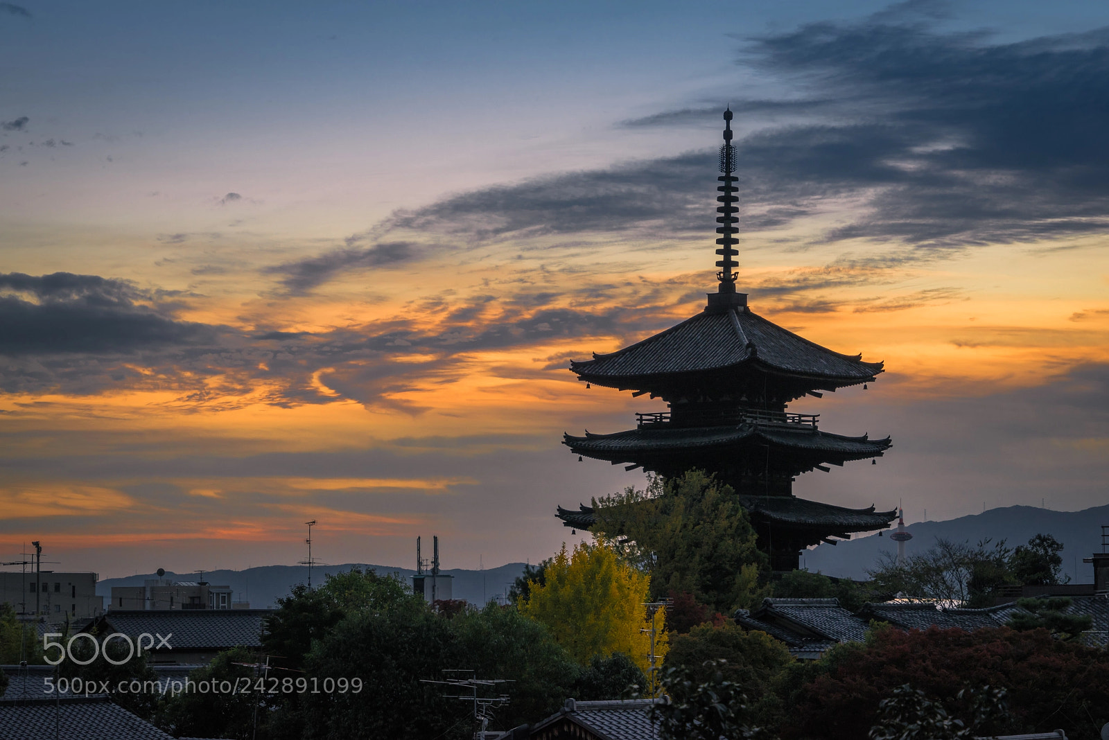 Sony a7R sample photo. Kyoto sunset photography