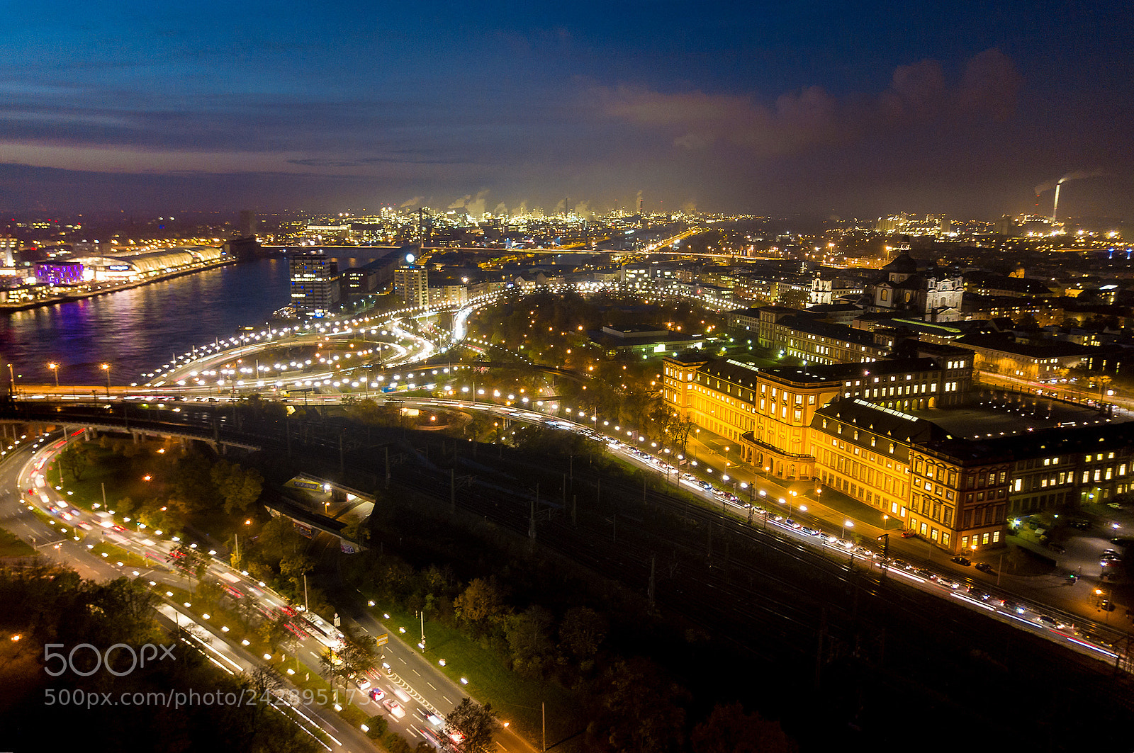 DJI FC220 sample photo. Mannheim at night photography