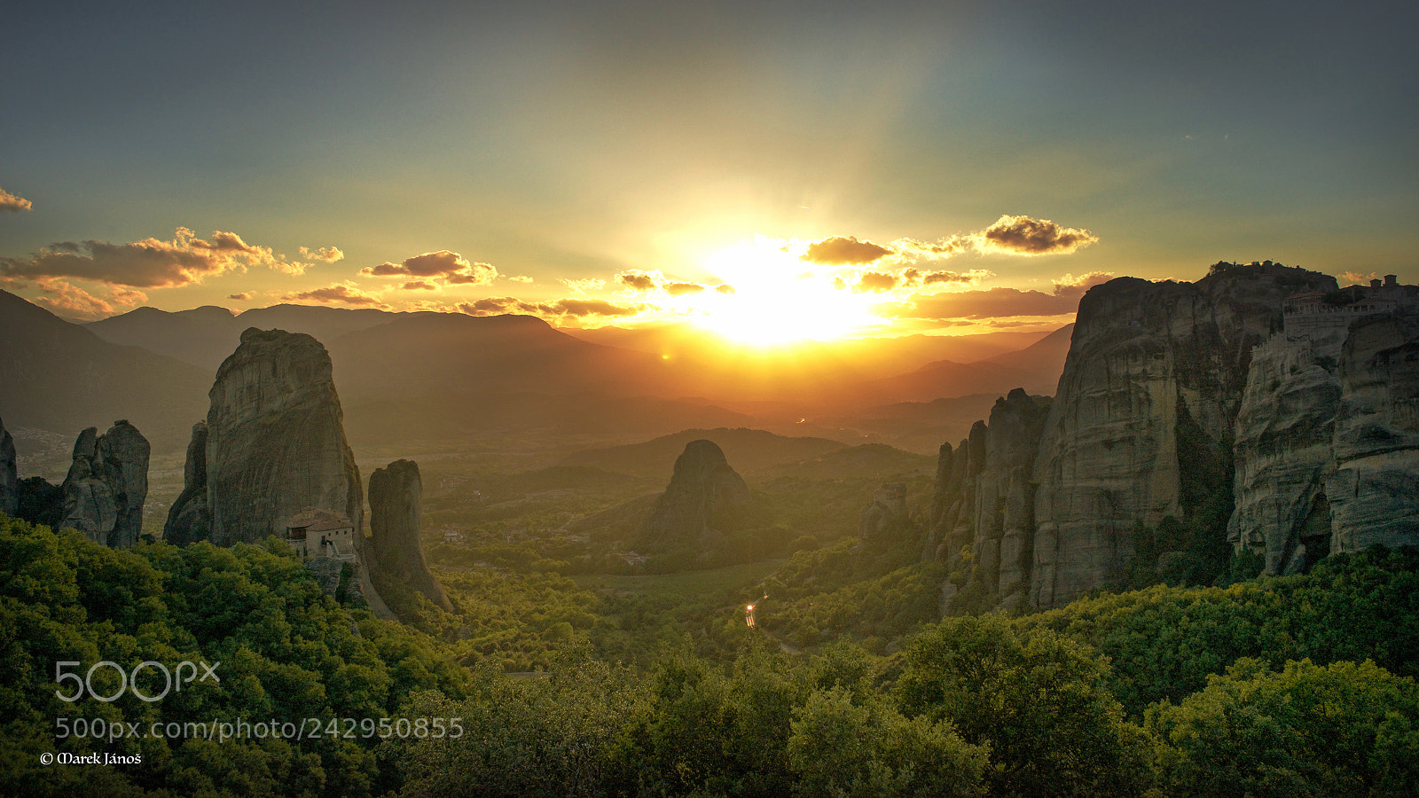 Nikon D800 sample photo. Sunset over meteora photography