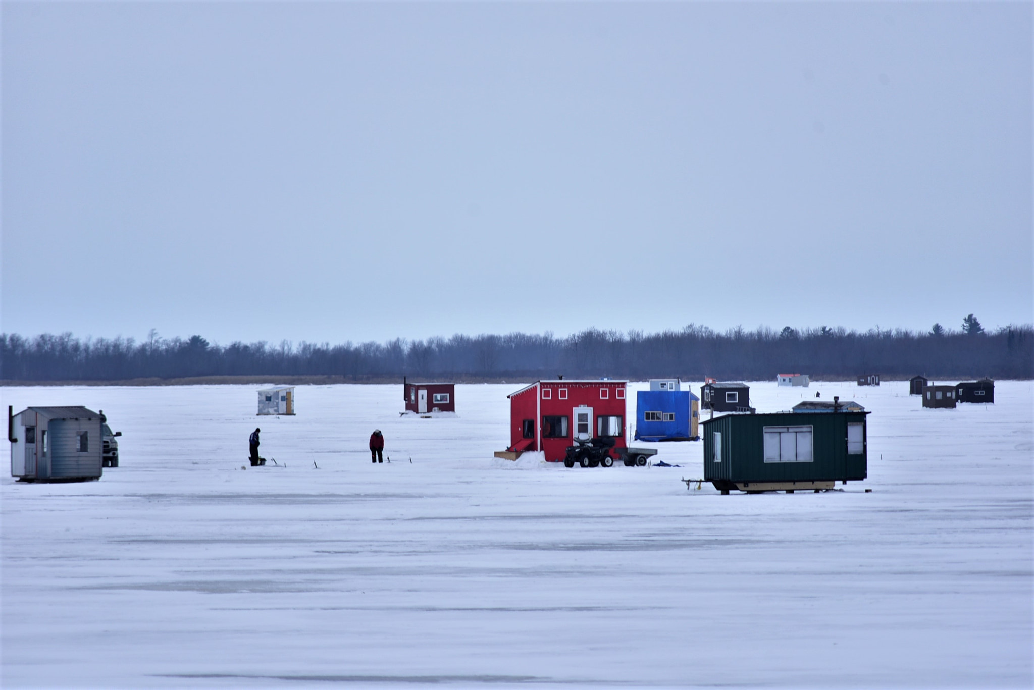 Nikon D750 + AF Zoom-Nikkor 70-300mm f/4-5.6D ED sample photo. Ice fishing village photography