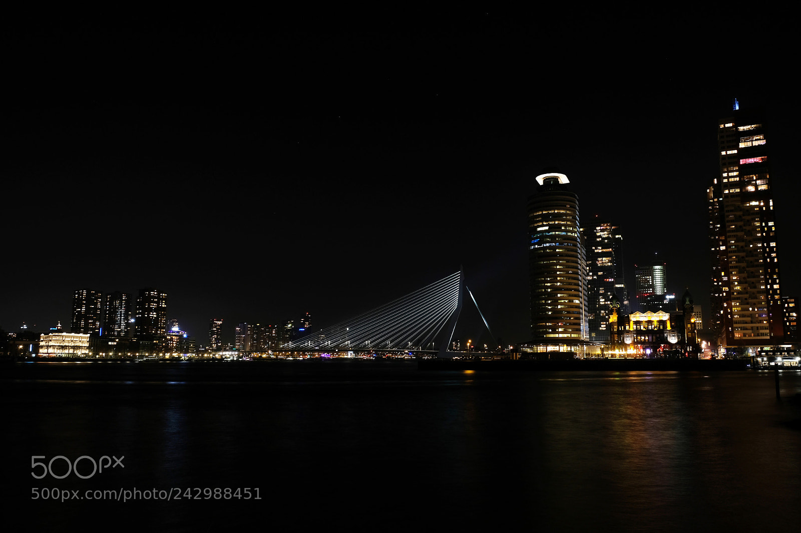 Fujifilm X-T2 sample photo. Rotterdam by night erasmusbrug photography