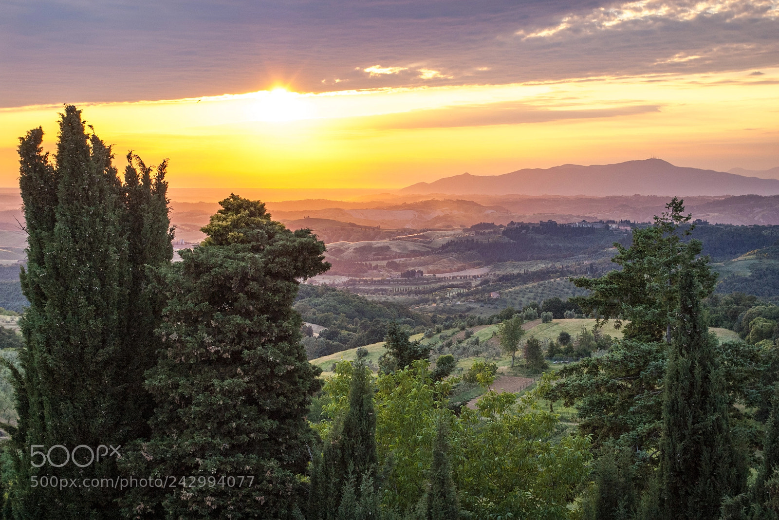 Pentax K100D sample photo. Tuscan sunset photography