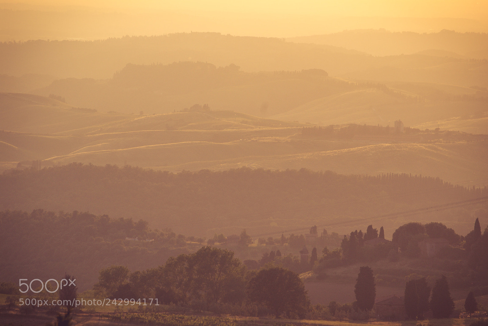 Pentax K100D sample photo. Golden tuscan sunset photography