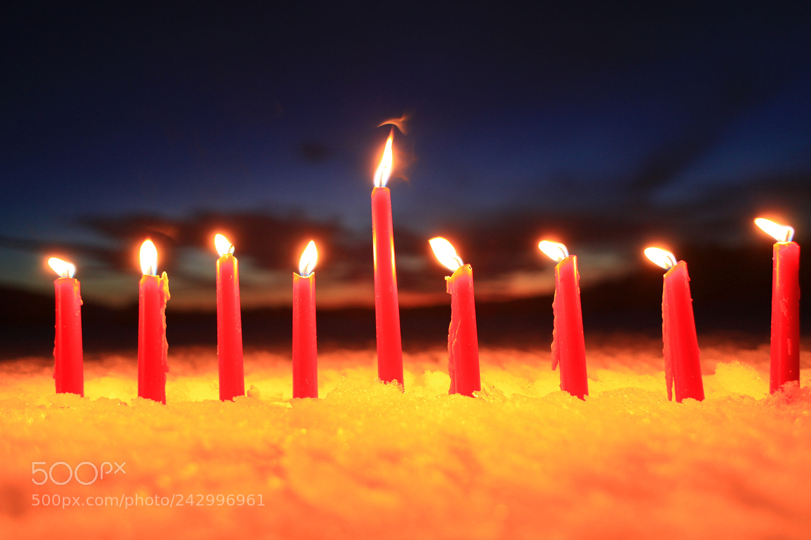 Canon EOS 5D Mark II sample photo. Candles in the snow photography