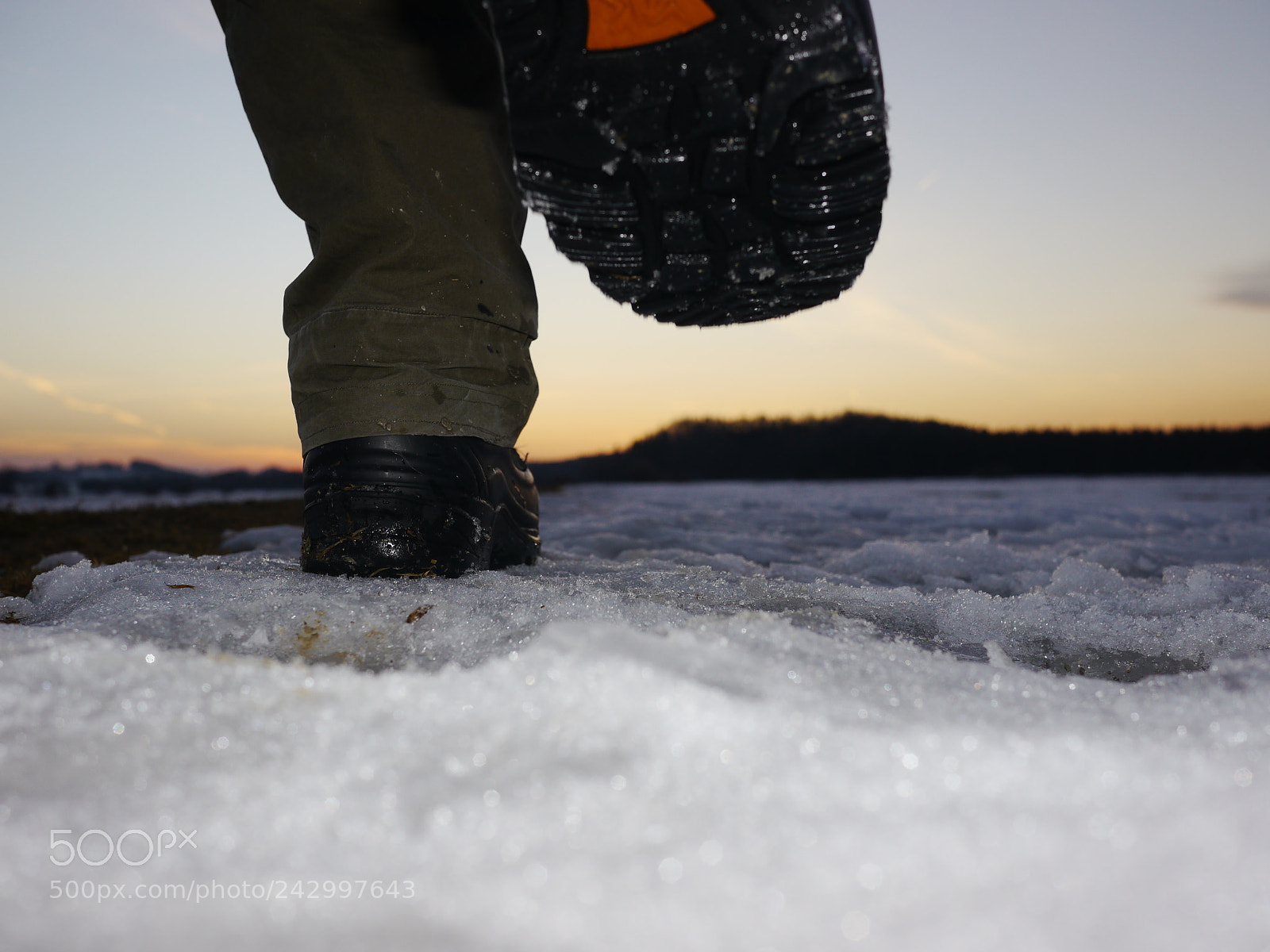 Panasonic Lumix DMC-GH2 sample photo. Someone walking snow photography