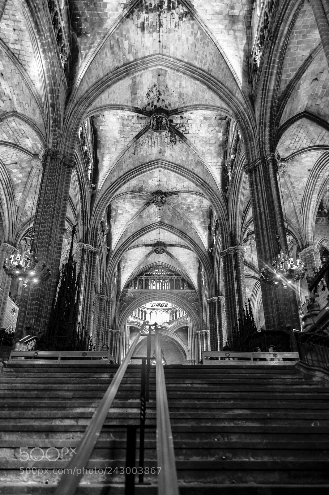 Pentax K-3 sample photo. Barcelona cathedral stairs photography