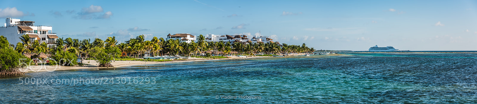 Nikon D810 sample photo. Mahahual morning panorama photography