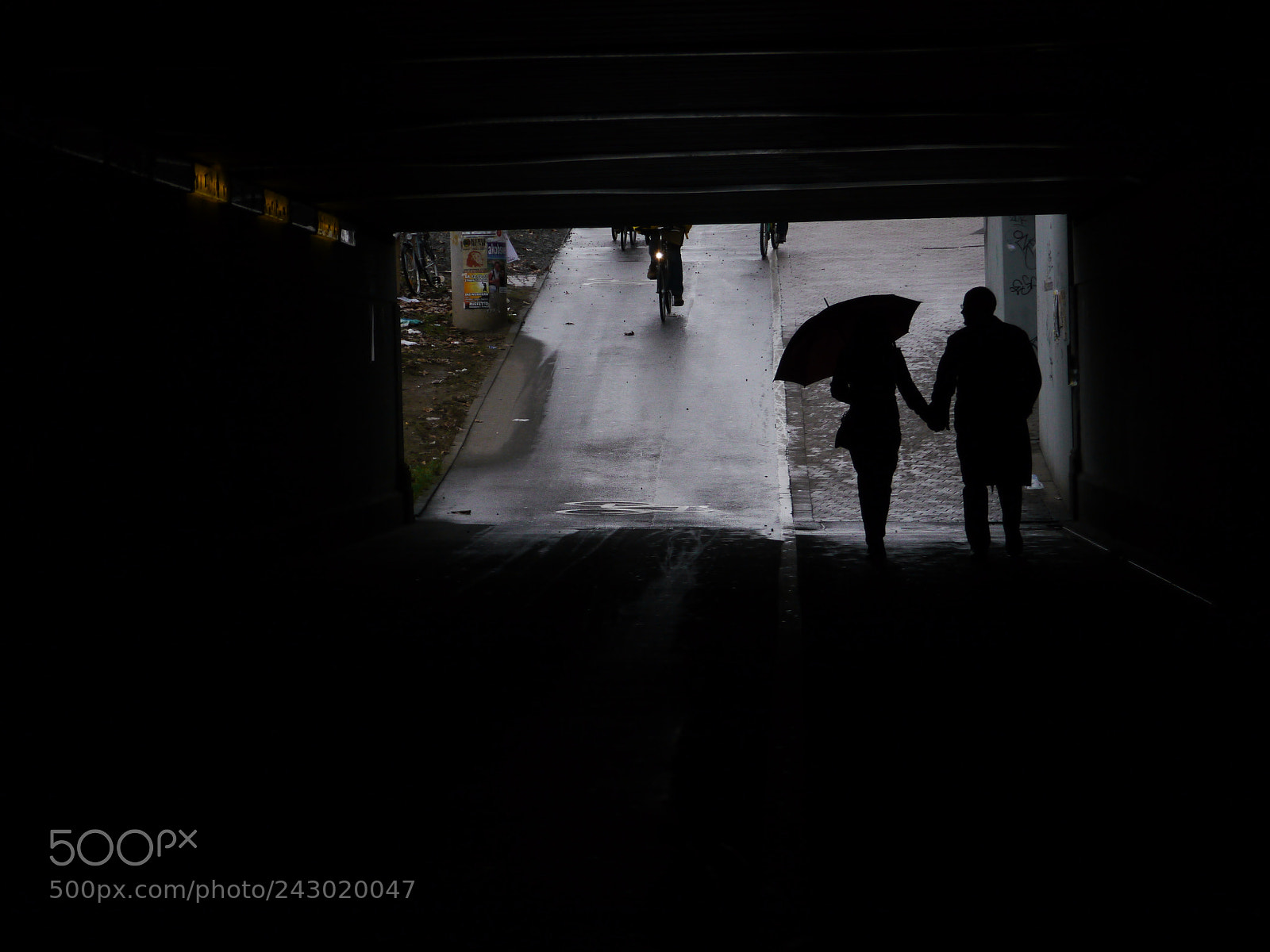 Panasonic Lumix DMC-GH2 sample photo. Silhouettes people pedestrian underpass photography