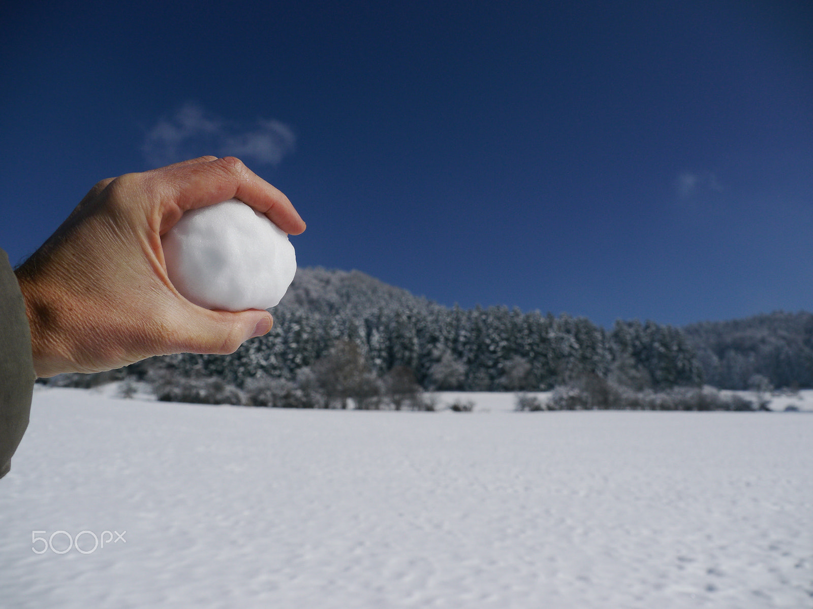 Panasonic Lumix DMC-GH2 sample photo. Hand holding snow ball photography