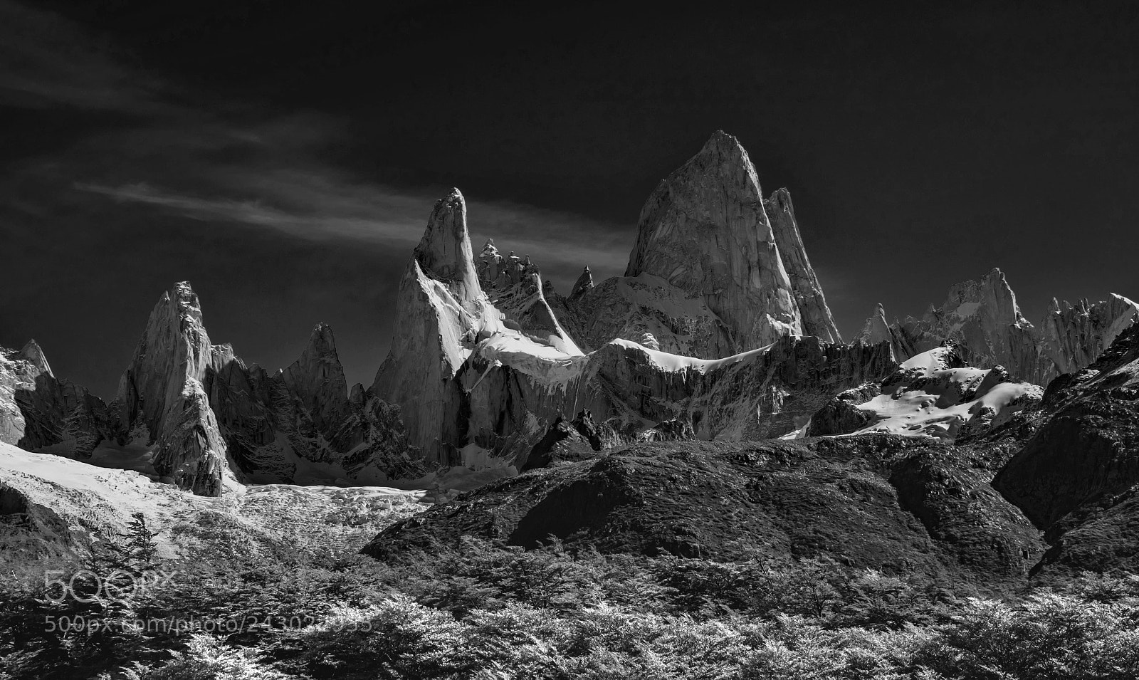 Canon EOS 7D Mark II sample photo. Fitz roy b & w photography