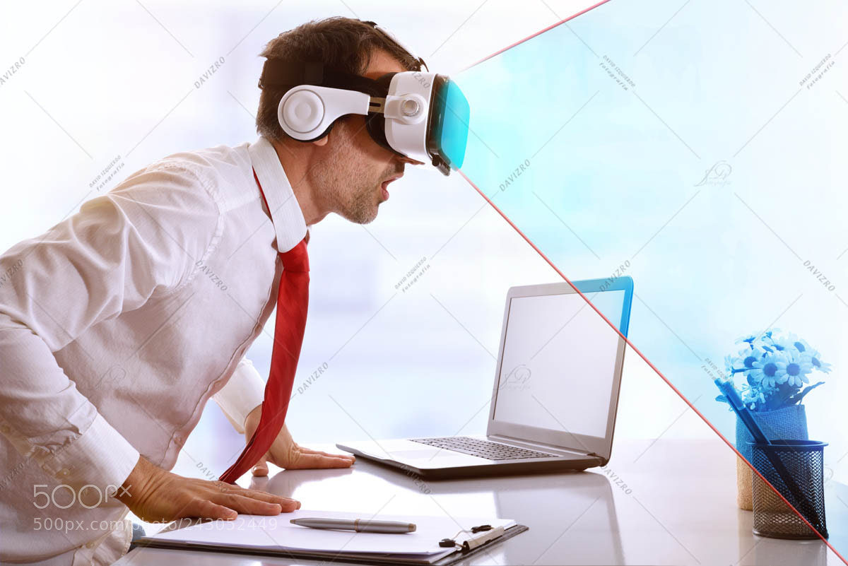 Nikon D810 sample photo. Surprised businessman using virtual photography