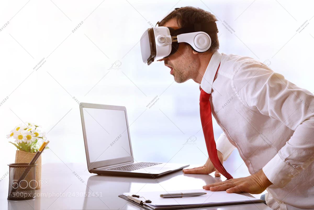 Nikon D810 sample photo. Surprised businessman using virtual photography
