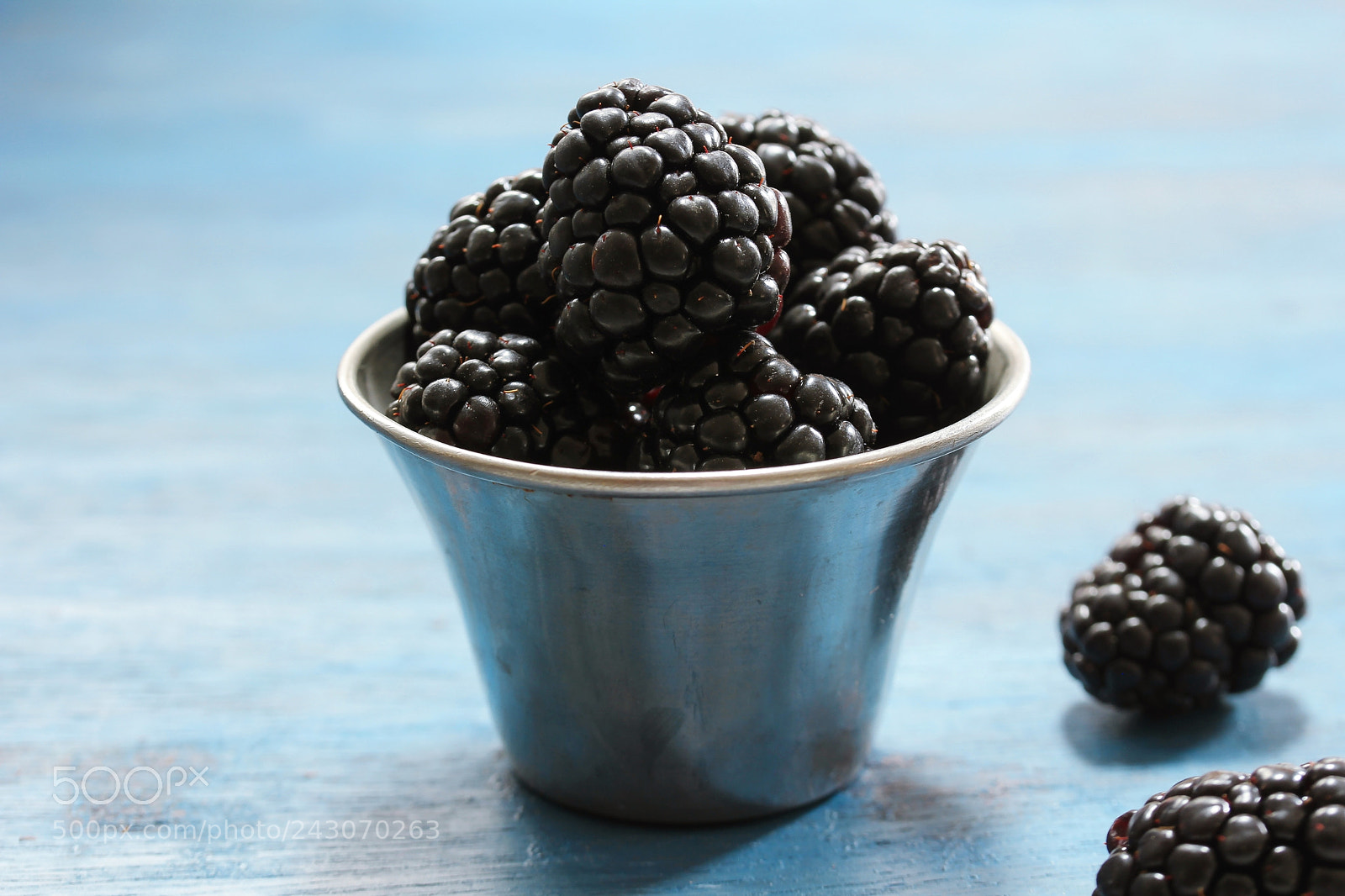 Canon EOS 60D sample photo. Fresh blackberries on blue photography