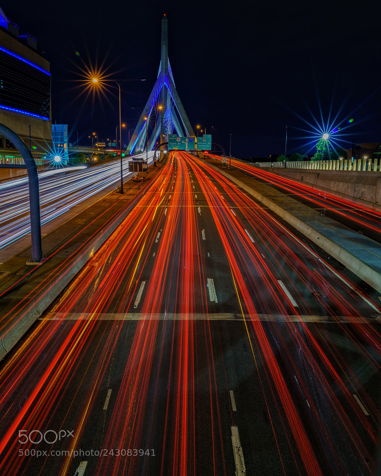 Sony a9 sample photo. Night bridge lights photography