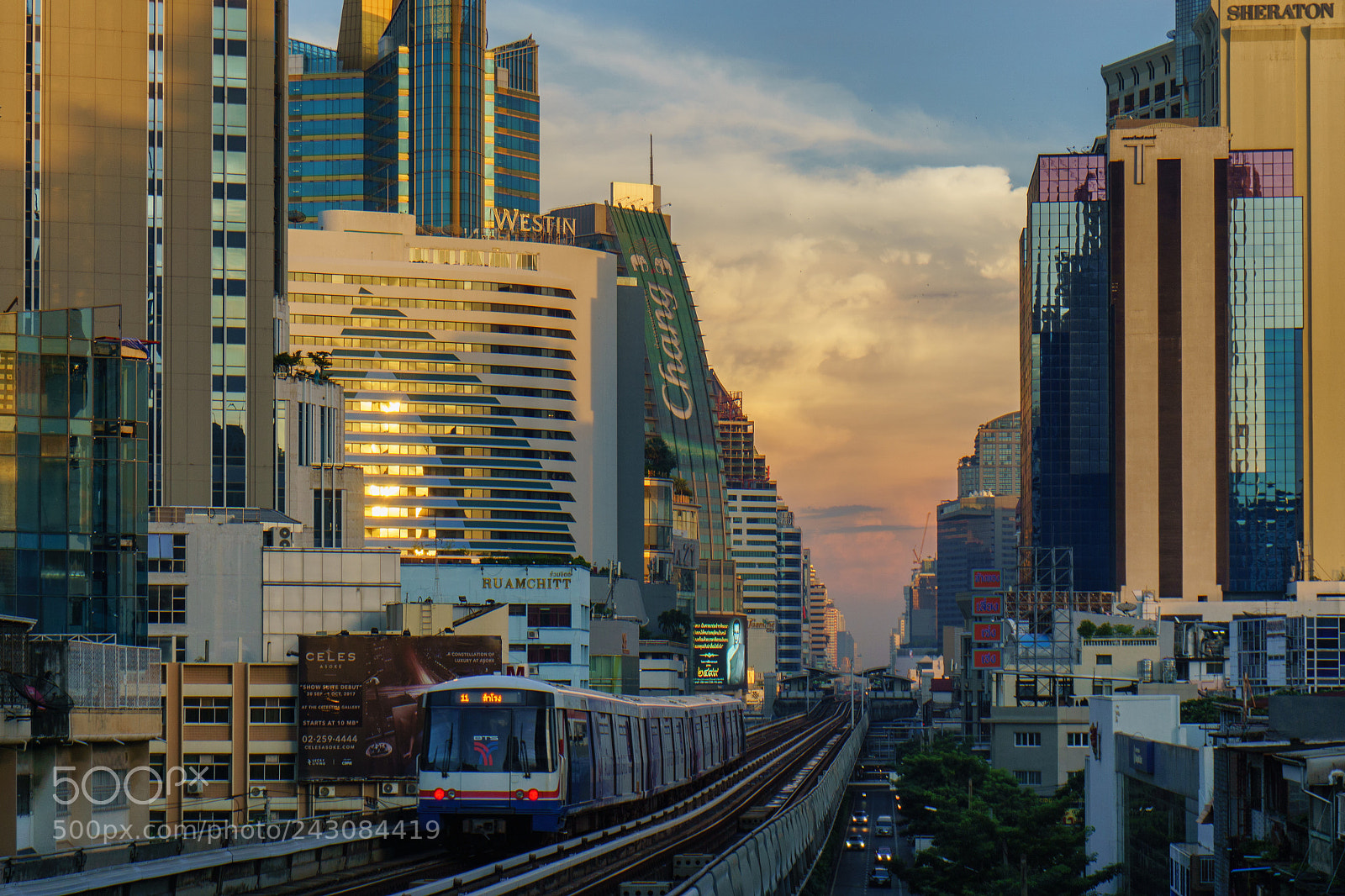 Sony a5100 sample photo. Bangkok transportation at dusk photography