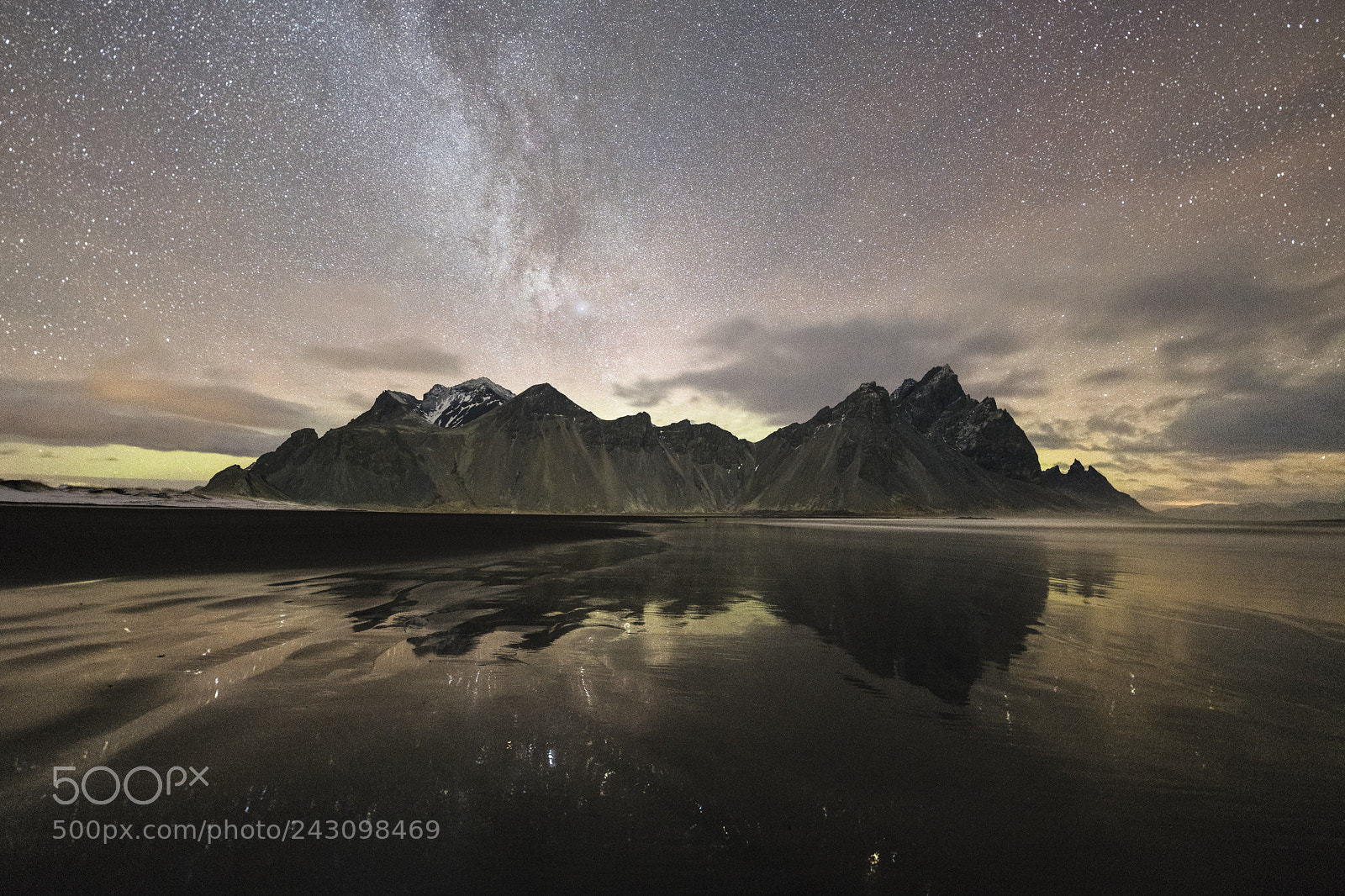 Nikon D850 sample photo. Vesturhorn mountain at night photography