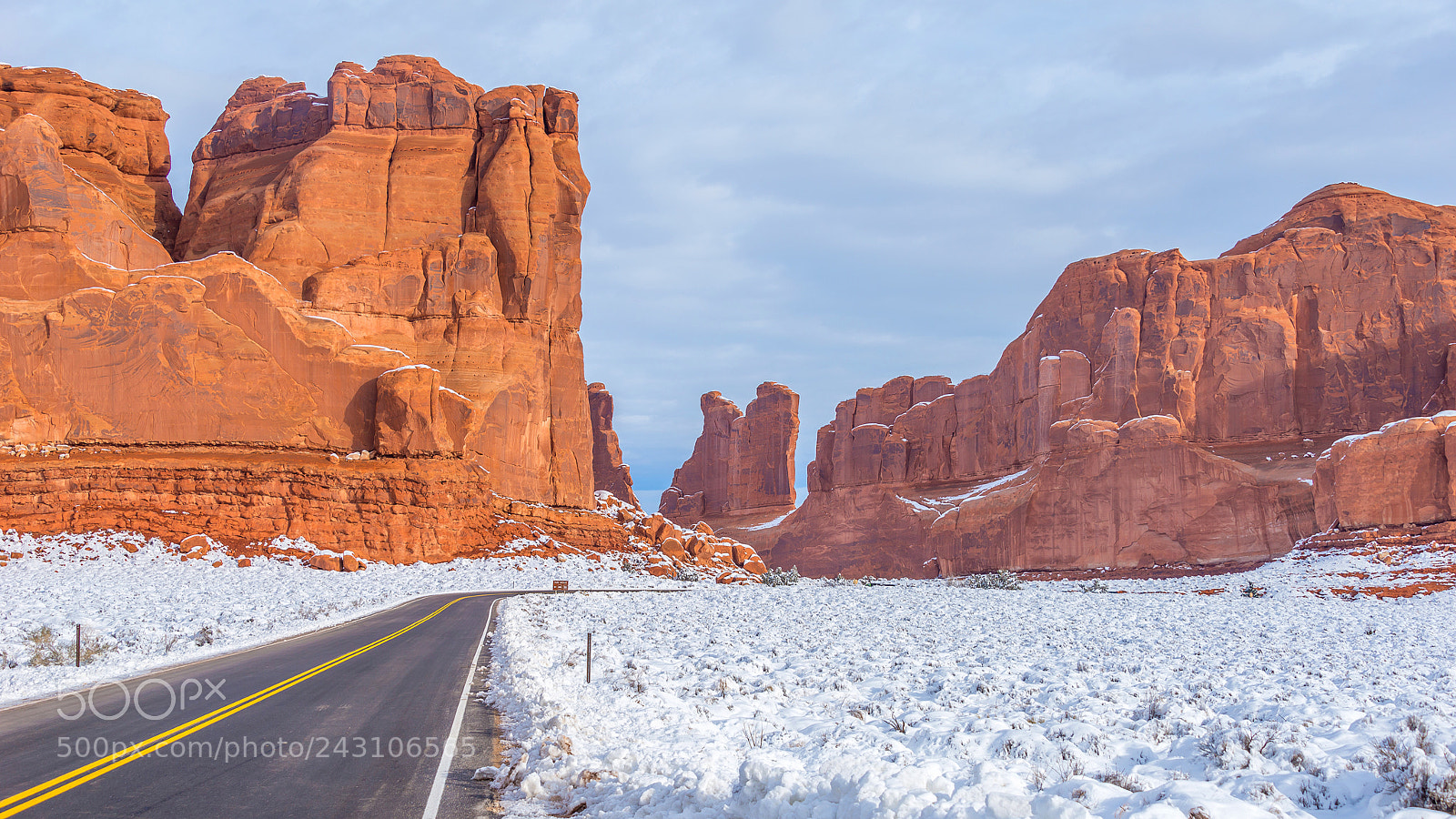 Nikon D610 sample photo. Snow road to arches photography