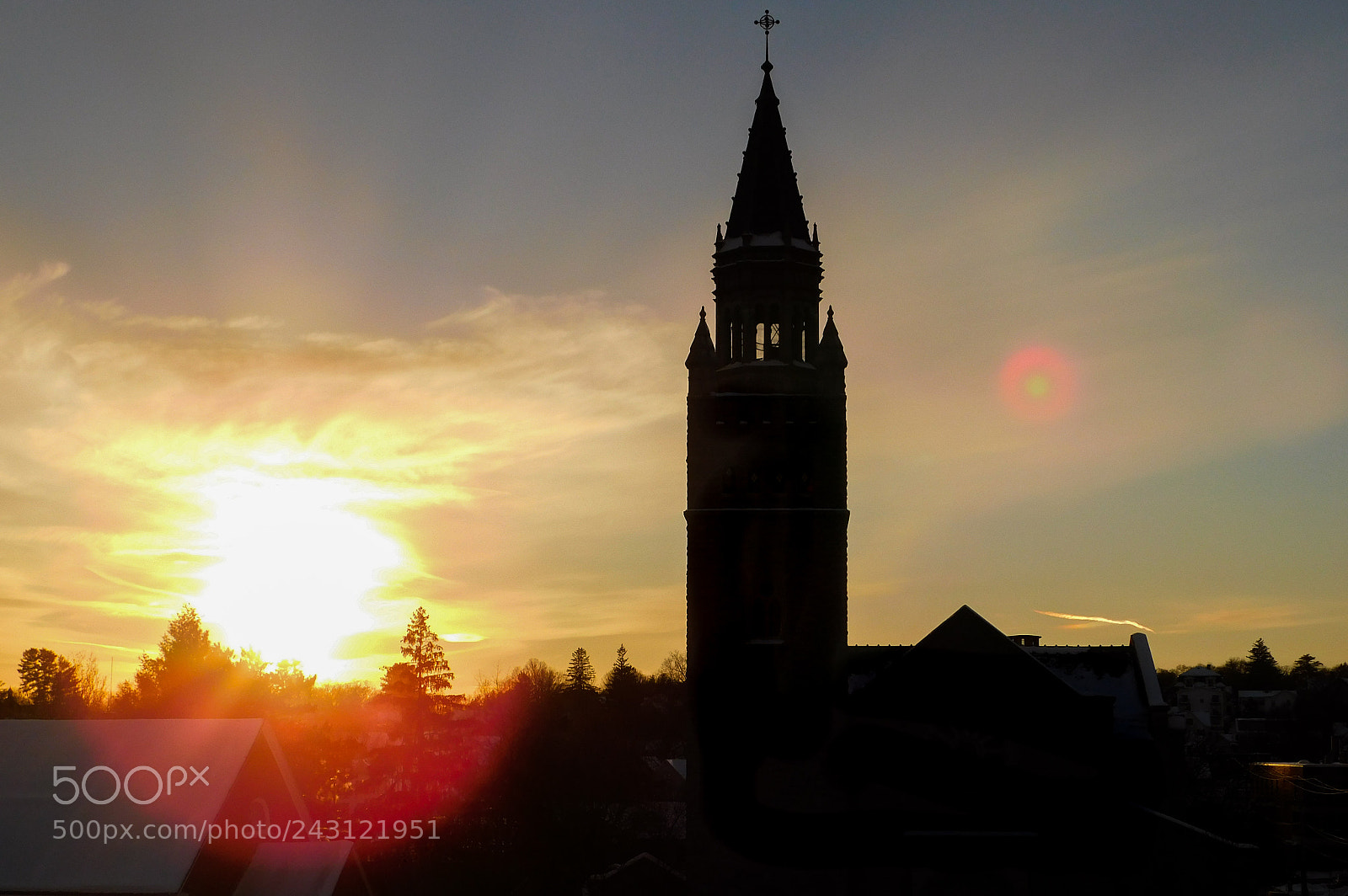 Nikon Coolpix B500 sample photo. Church silhouette at sunset photography