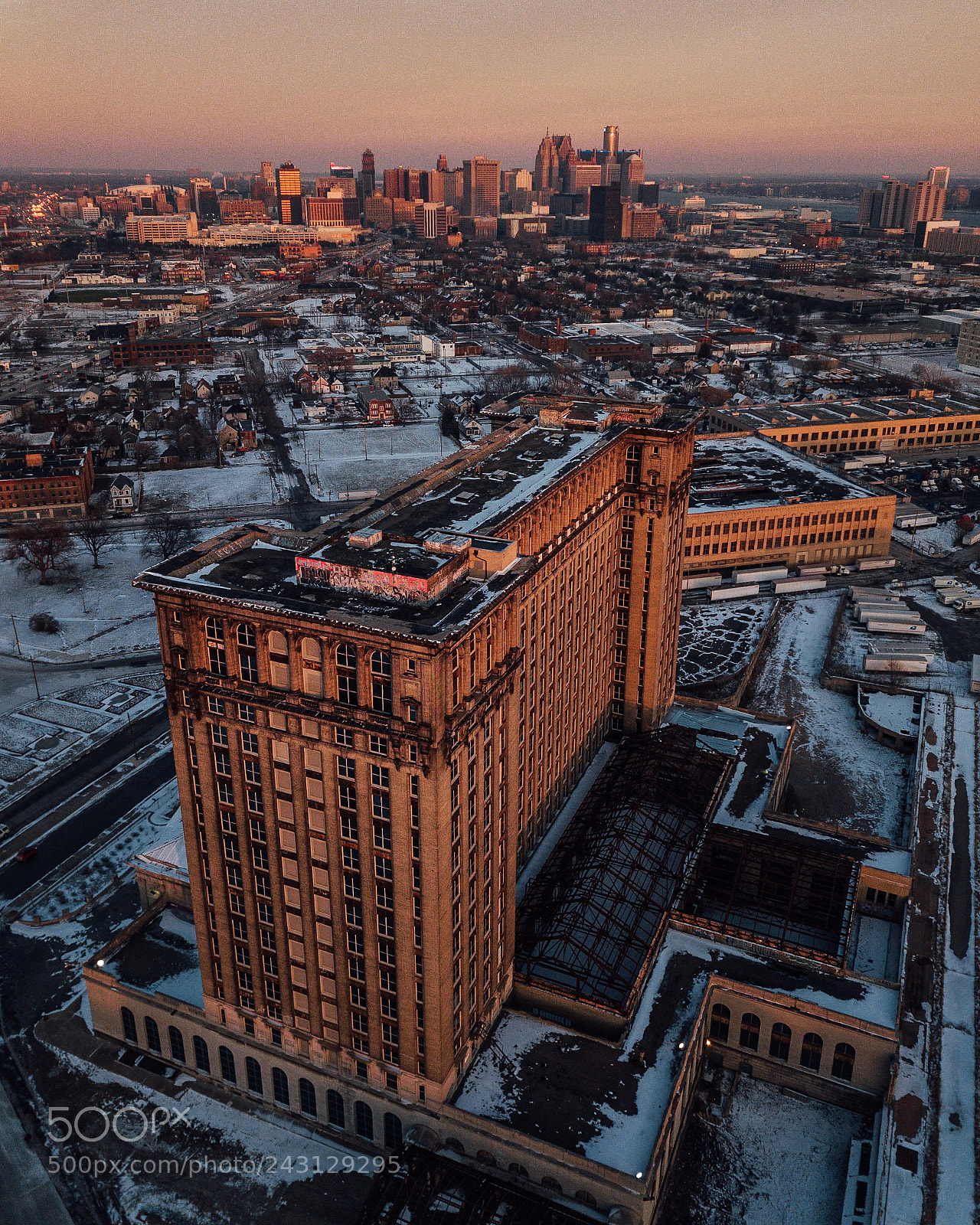 DJI FC220 sample photo. Michigan central station photography