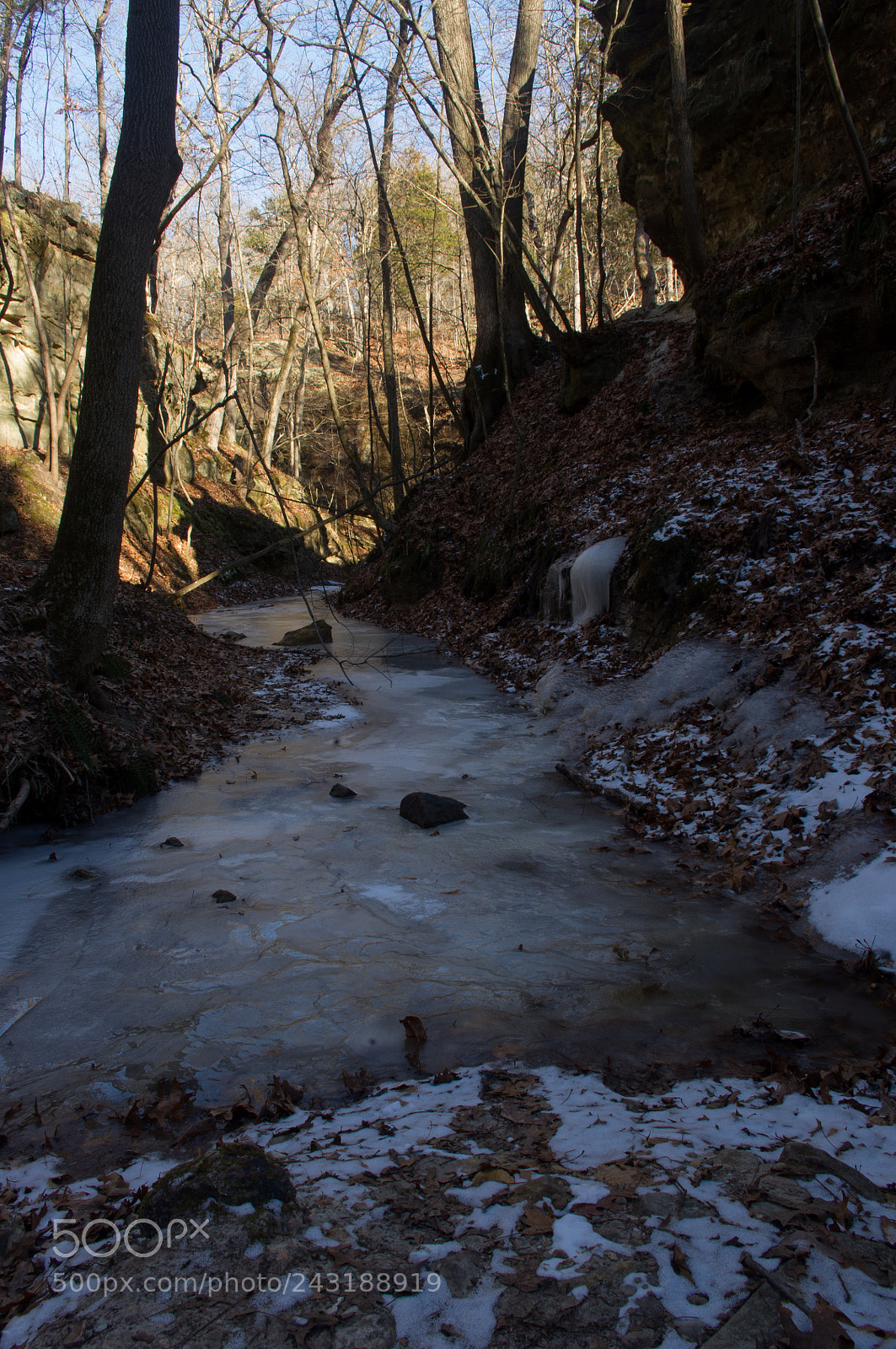 Pentax K-x sample photo. Frozen creek photography