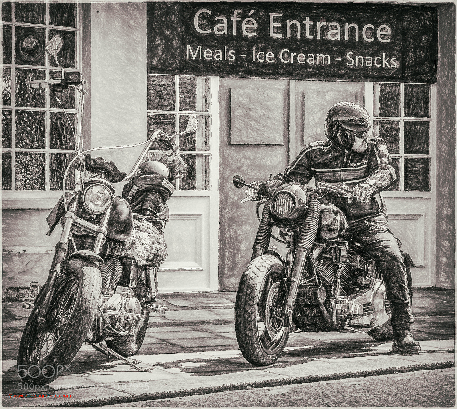 Olympus PEN-F sample photo. Biker cafe photography