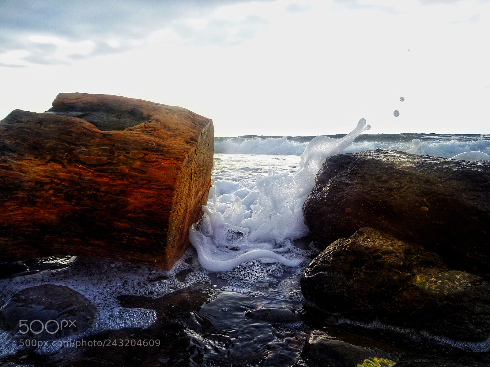 Sony DSC-HX60 sample photo. Wood..sea...and rocks photography