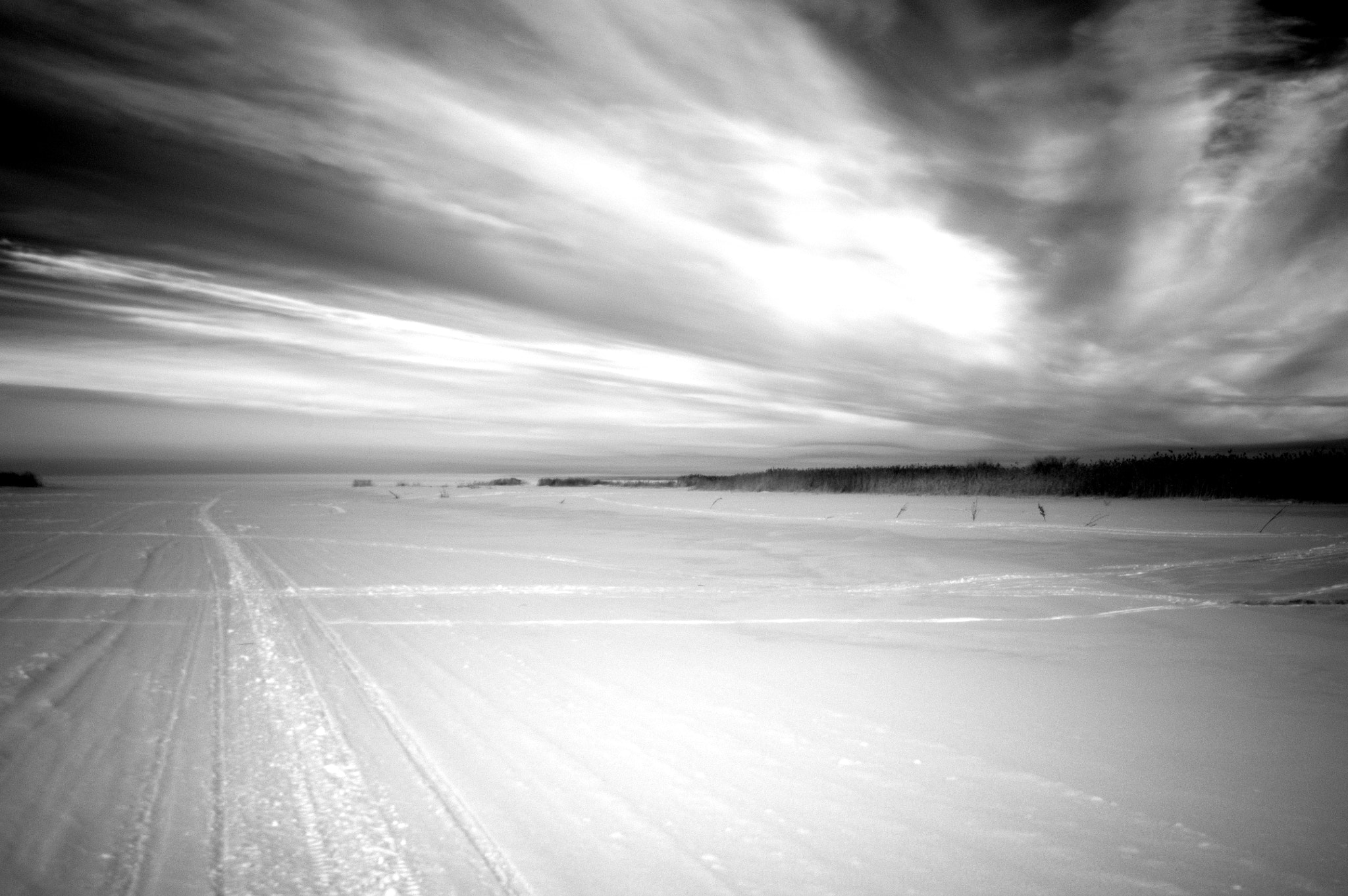 Pentax K-x sample photo. Skidoo track photography