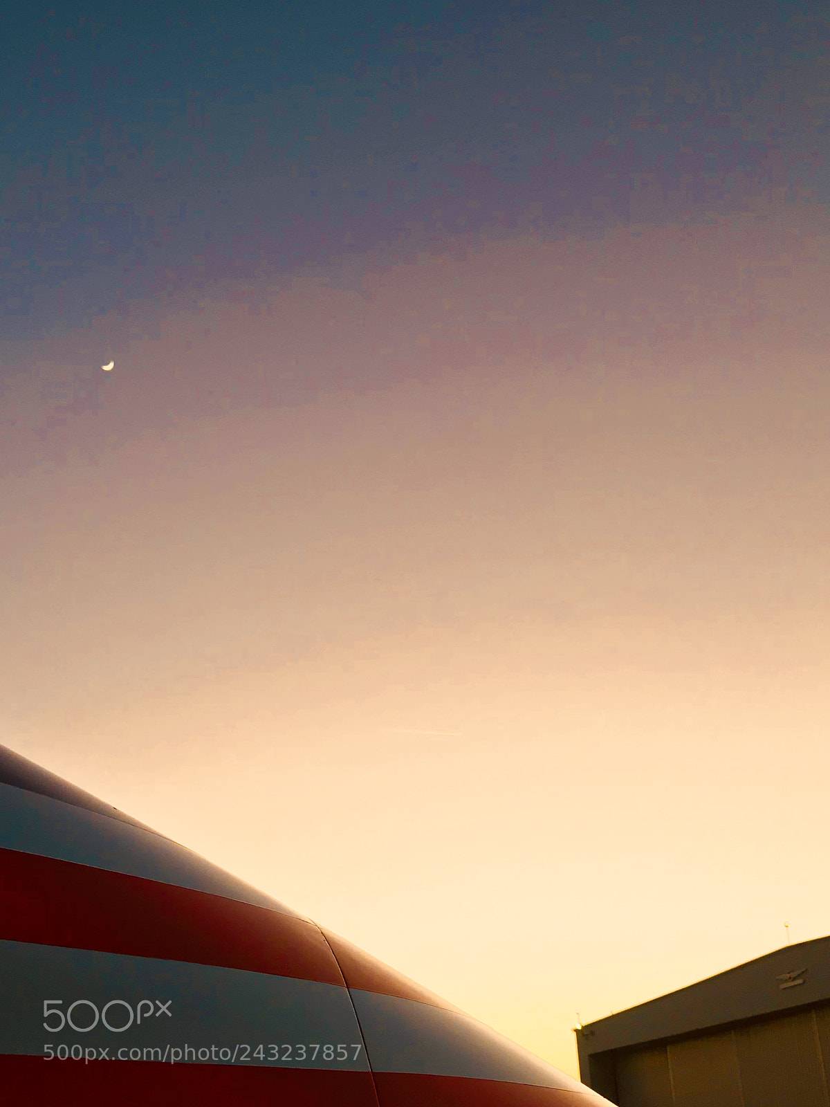 Apple iPhone 7 Plus sample photo. Small crescent moon airplane photography