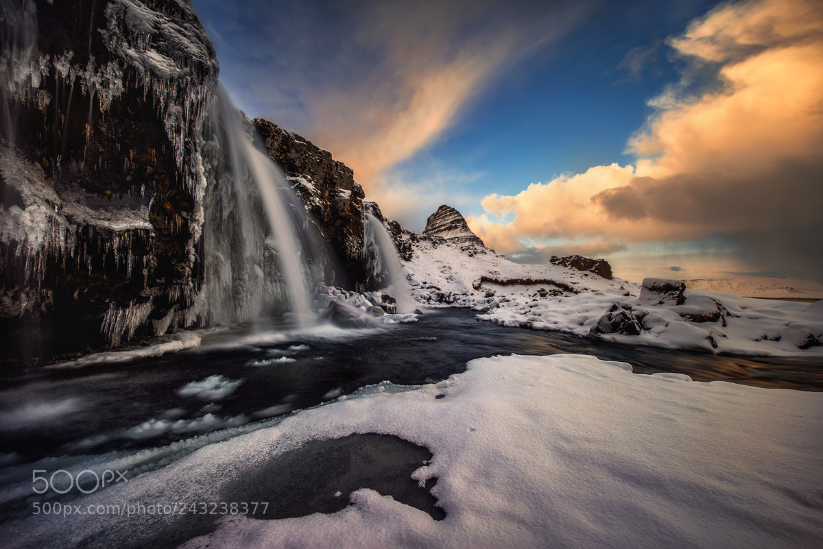 Sony a7R sample photo. Kirkjufellsfoss evening photography