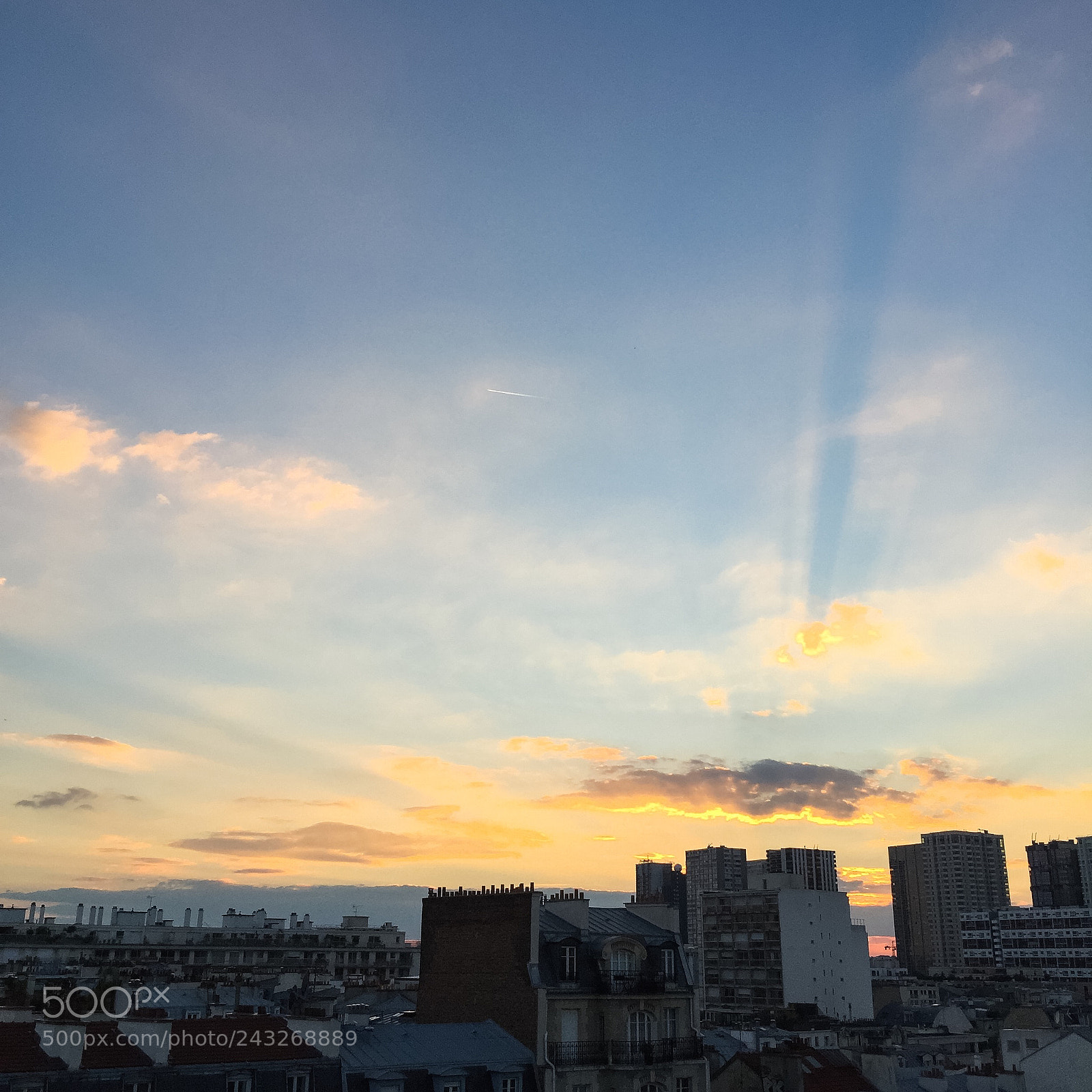 Apple iPhone 6 sample photo. Sunset on parisian buildings photography