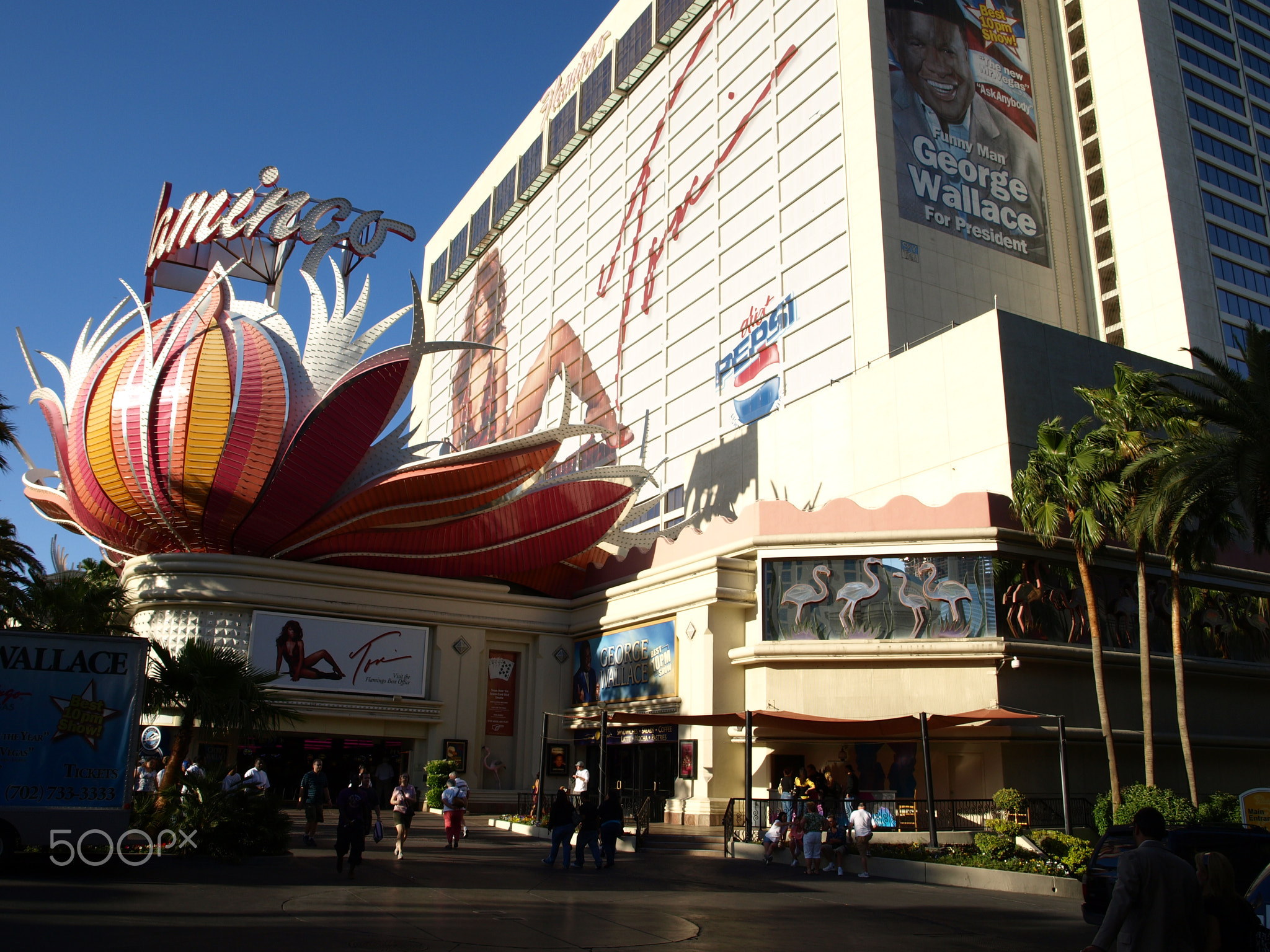 Walking in Las Vegas. City streets. Commercial and private build