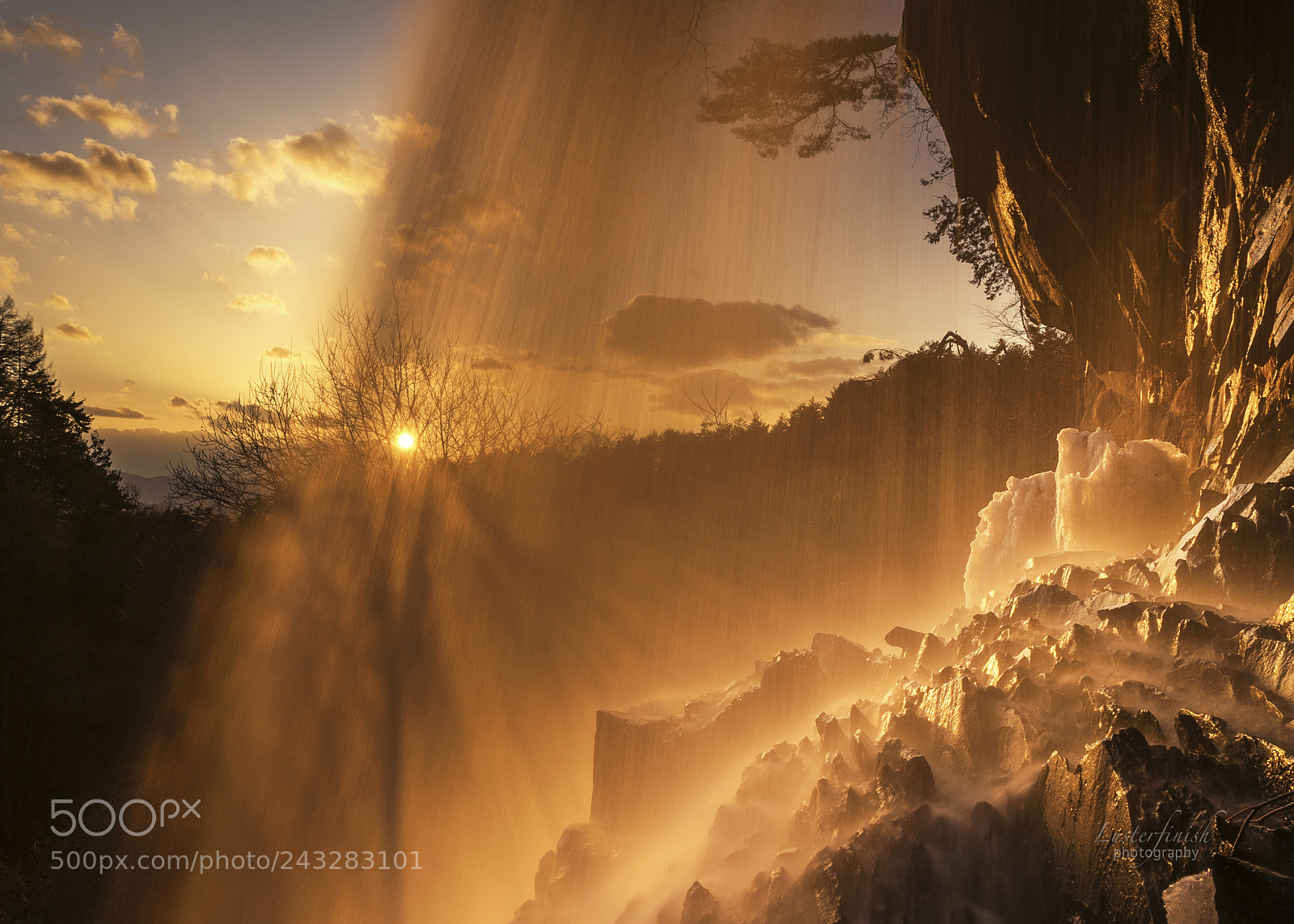 Nikon D810 sample photo. Sunset in the waterfall photography