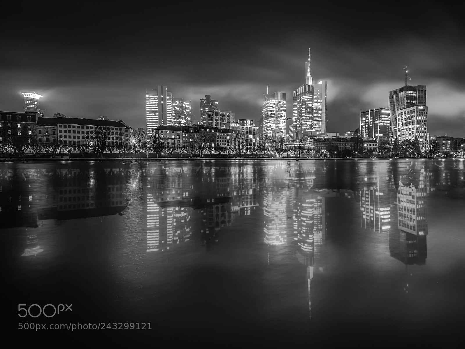 Sony a7R II sample photo. B/w frankfurt skyline photography