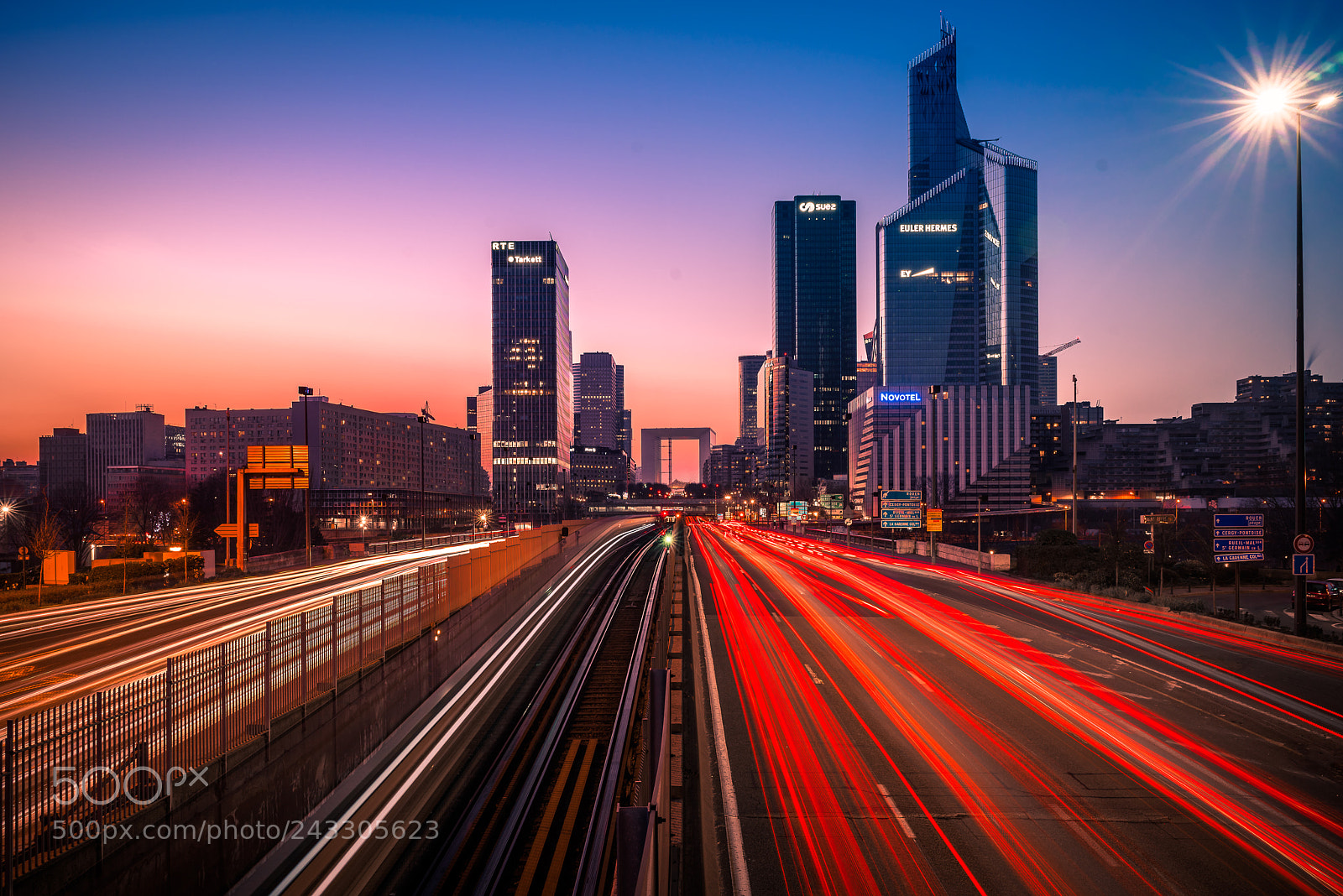 Sony a7R sample photo. Sunset, la défense photography