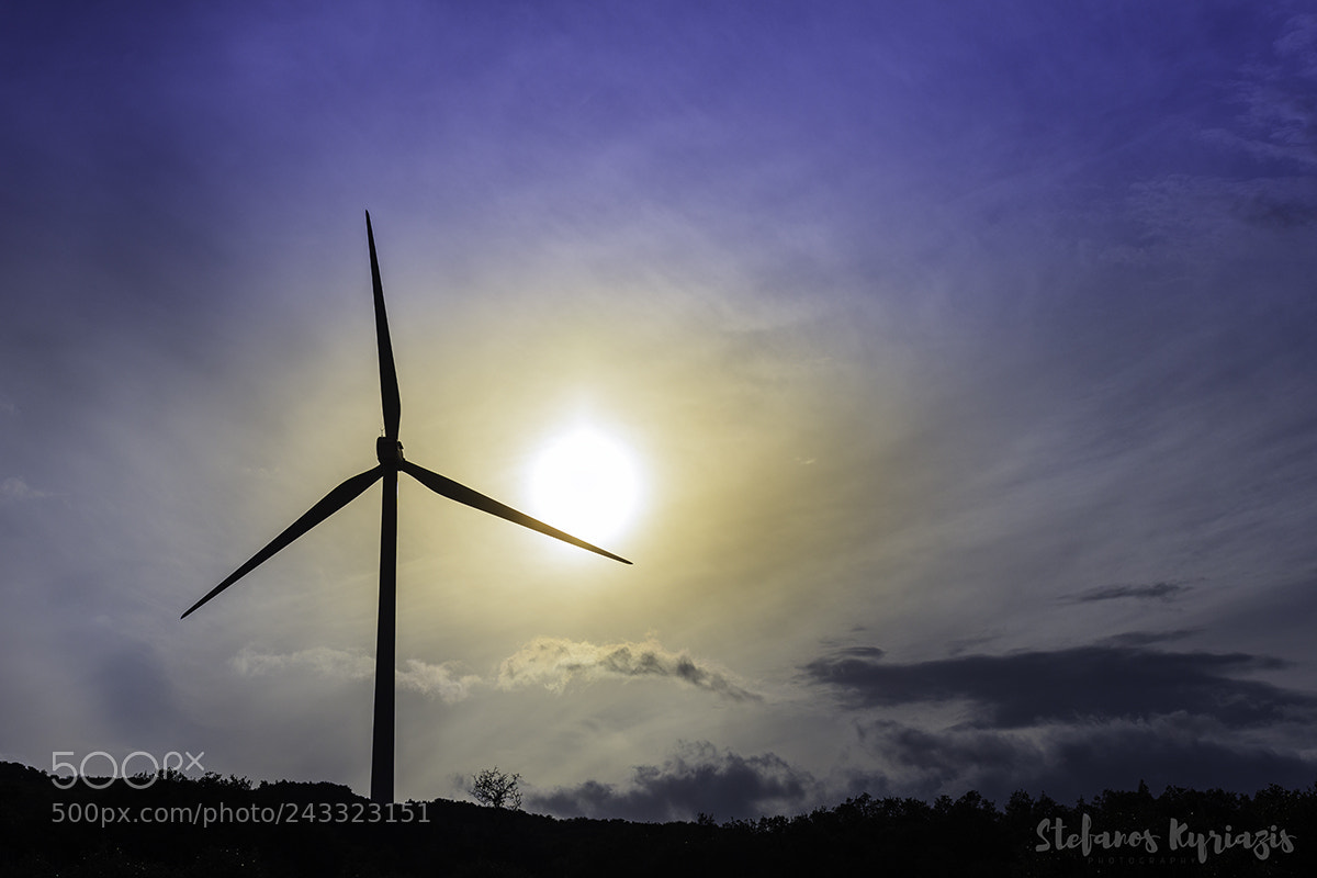 Nikon D7200 sample photo. Wind turbine at twilight photography
