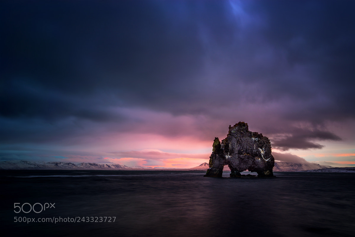 Sony a7R sample photo. Hvitserkur evening photography