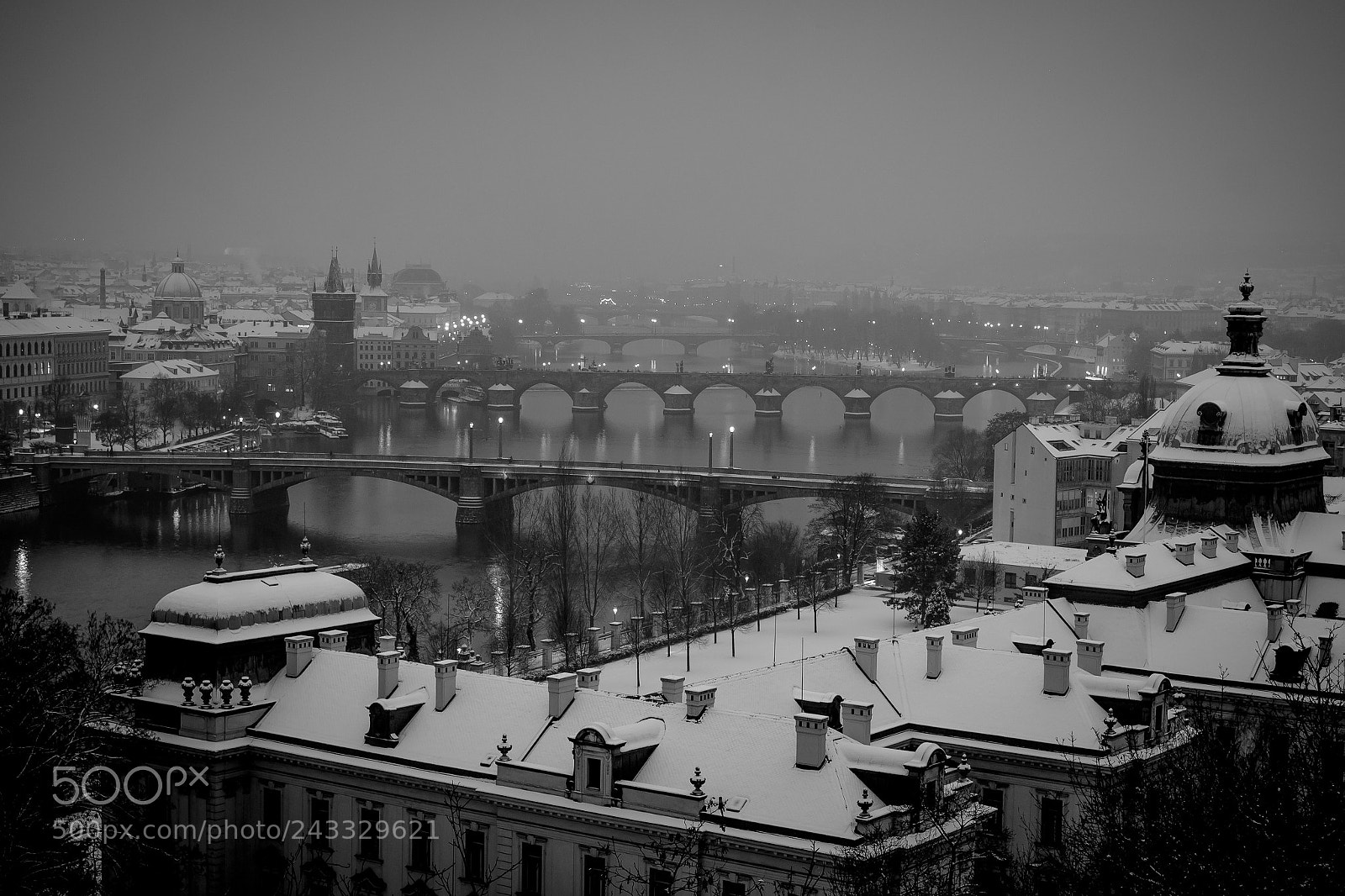 Samsung NX300 sample photo. Prague's bridges and snow photography