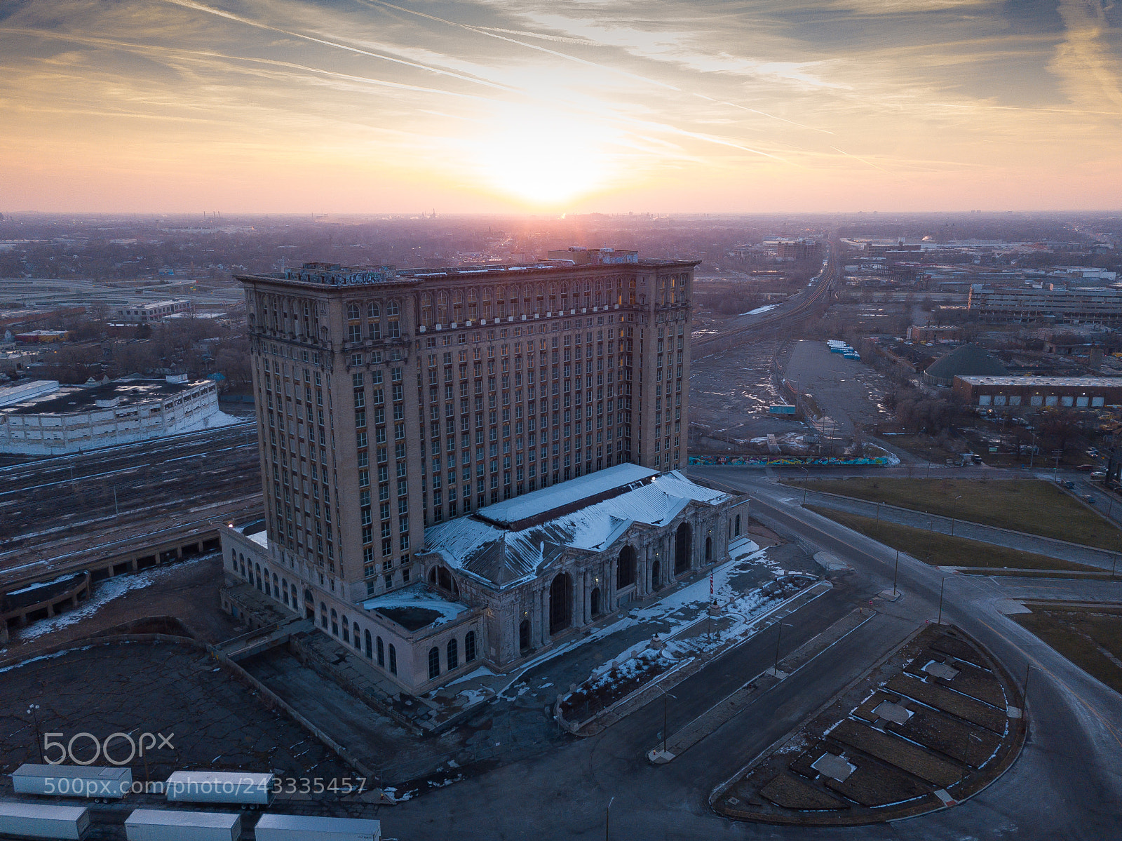 DJI FC220 sample photo. Michigan central station photography