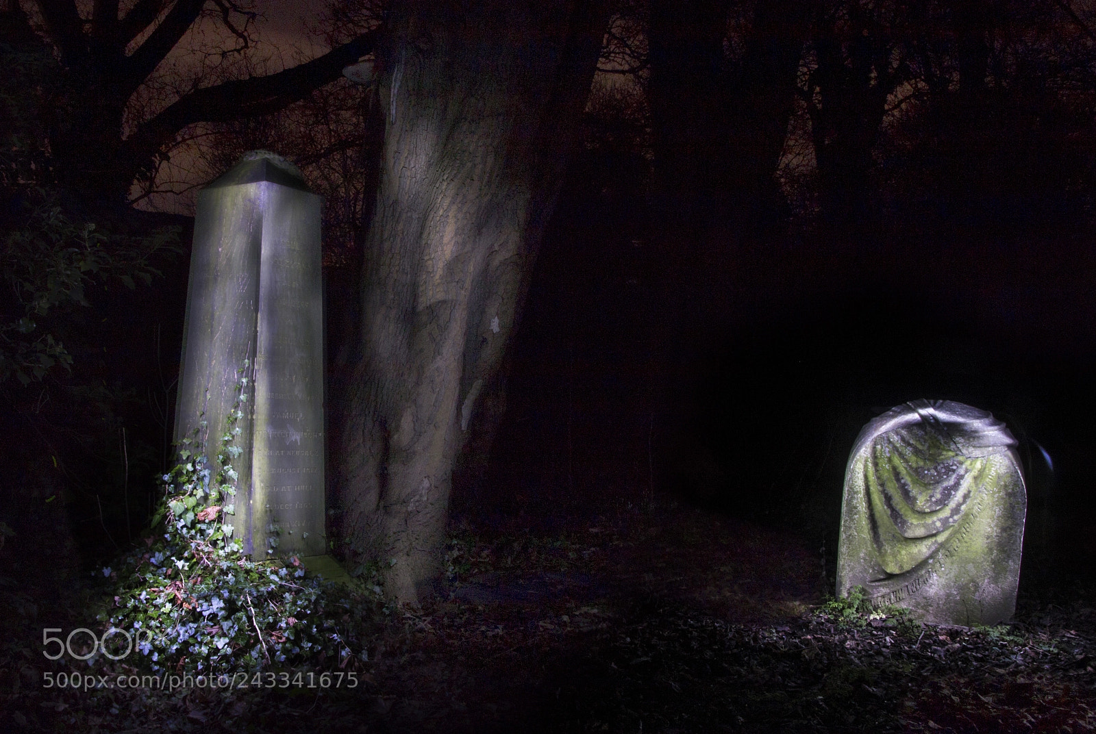 Canon EOS 70D sample photo. Light painted tomb stones photography