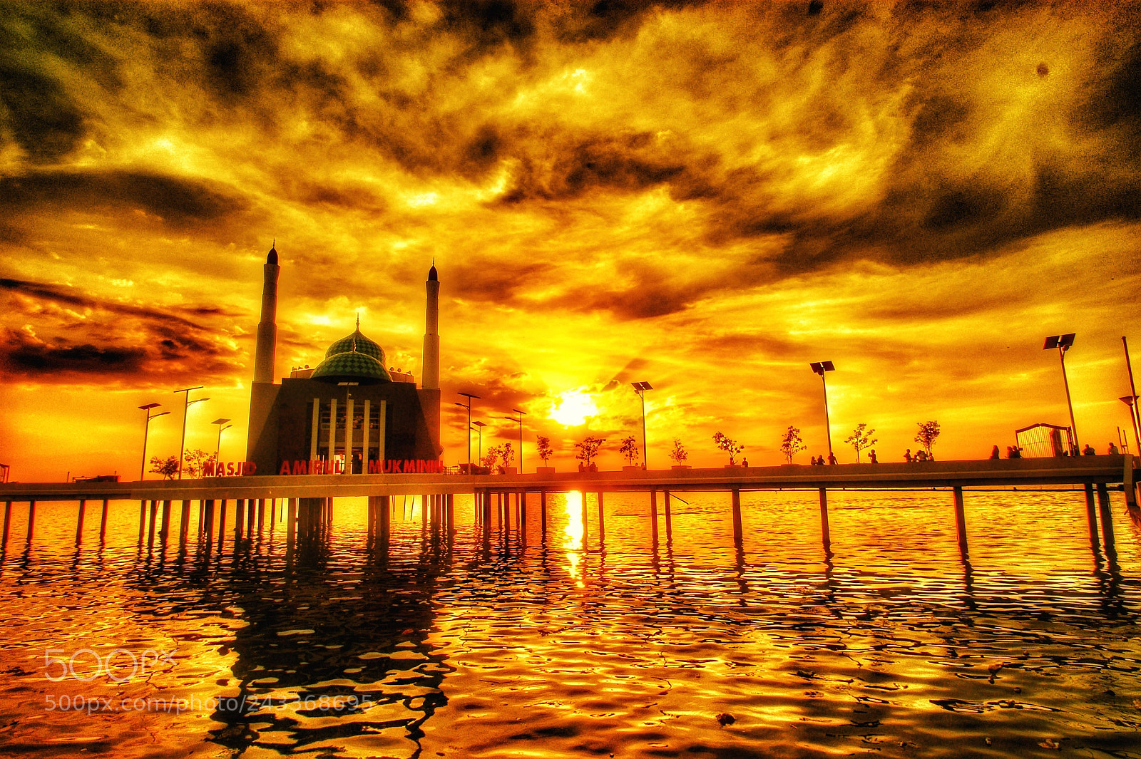 Sony Alpha DSLR-A380 sample photo. Mosque under fiery sky photography