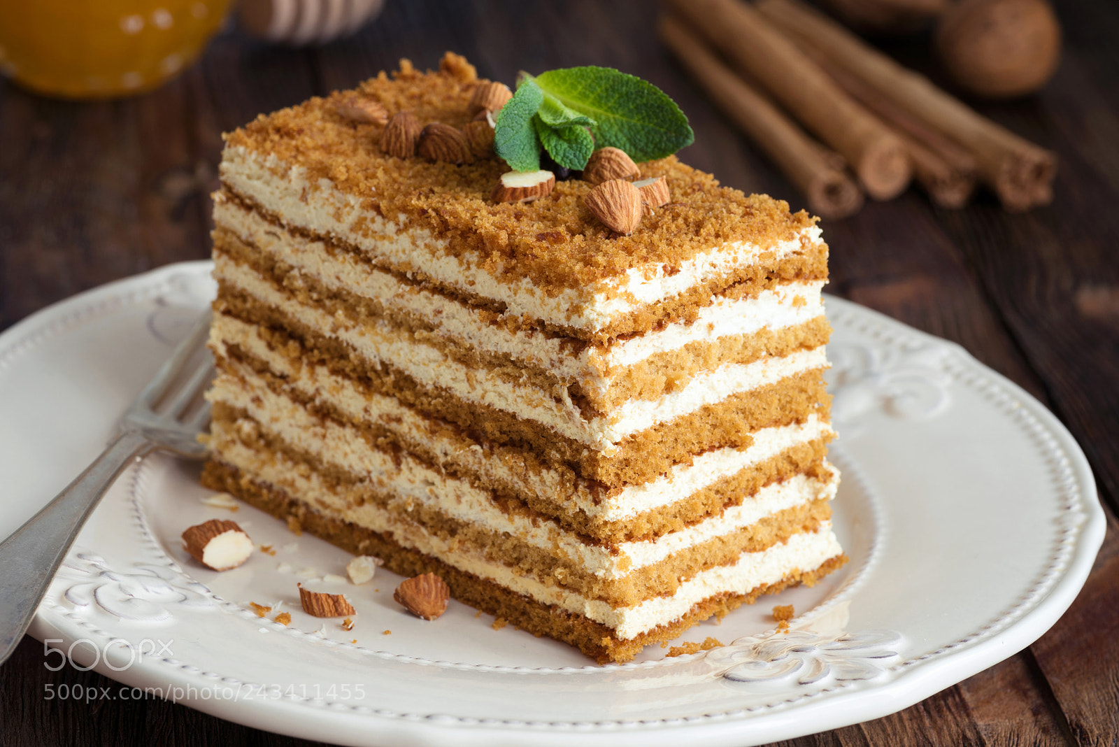 Nikon D810 sample photo. Honey layer cake medovik photography