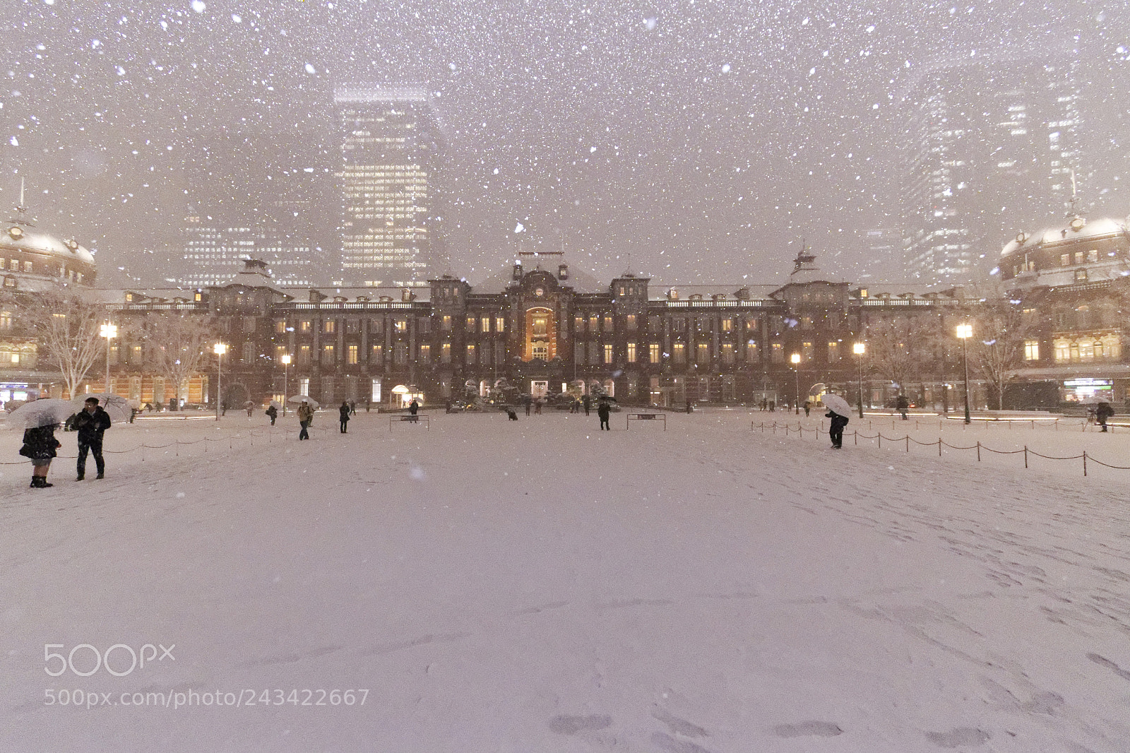 Nikon D7500 sample photo. Snow falling tokyo station photography