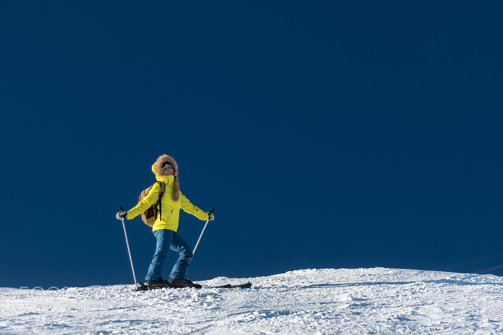 Nikon D810 sample photo. Lady skier posing at photography