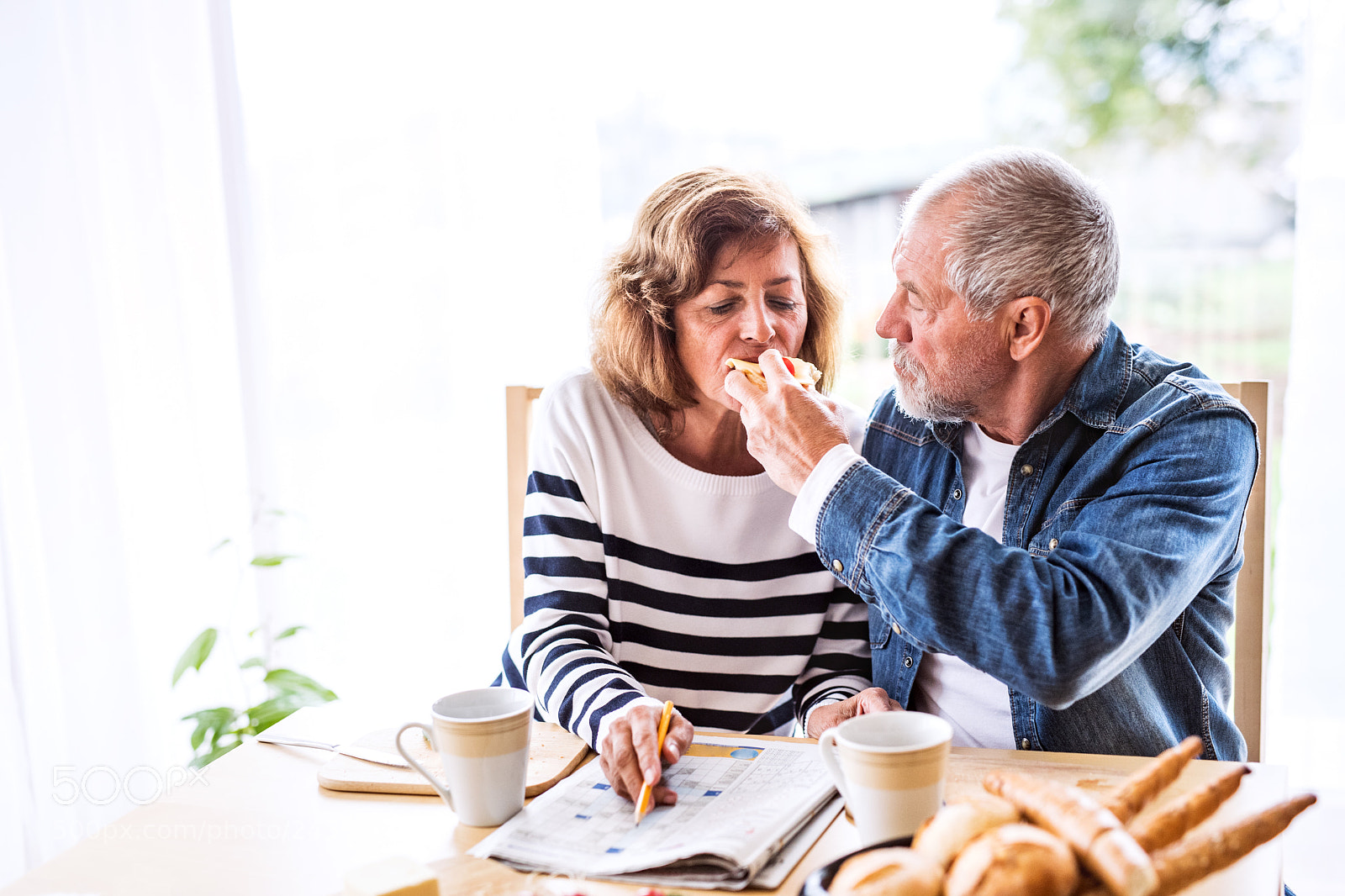 Nikon D5 sample photo. Senior couple eating breakfast photography