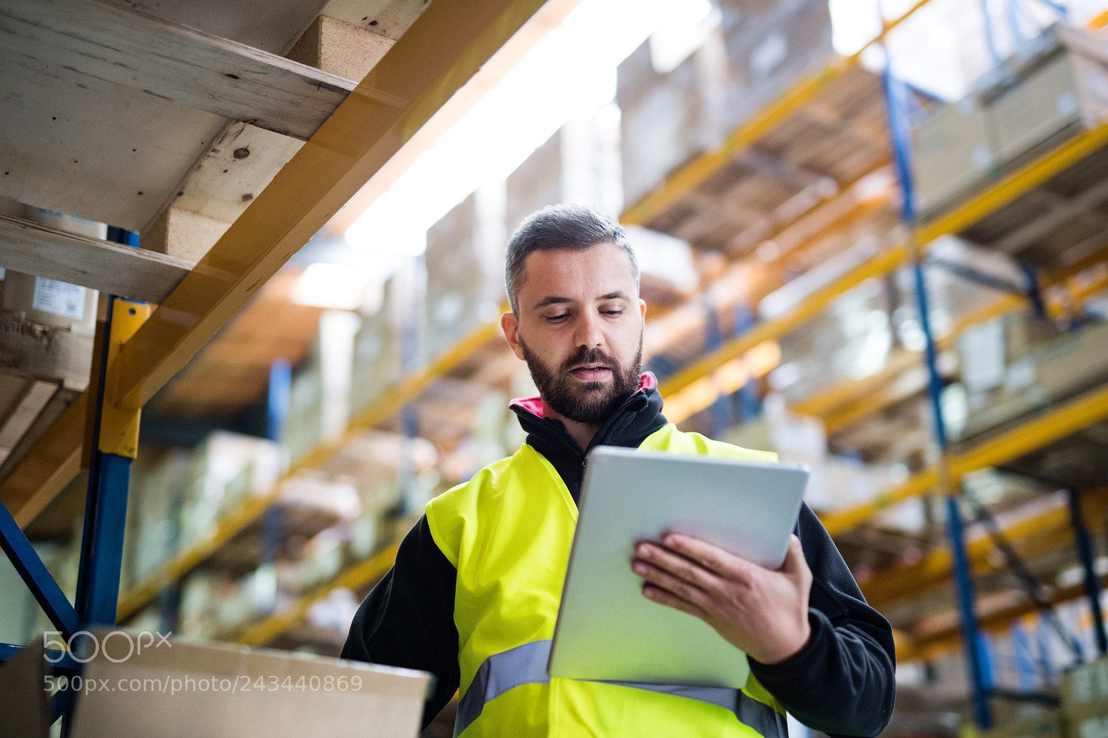 Nikon D5 sample photo. Male warehouse worker with photography