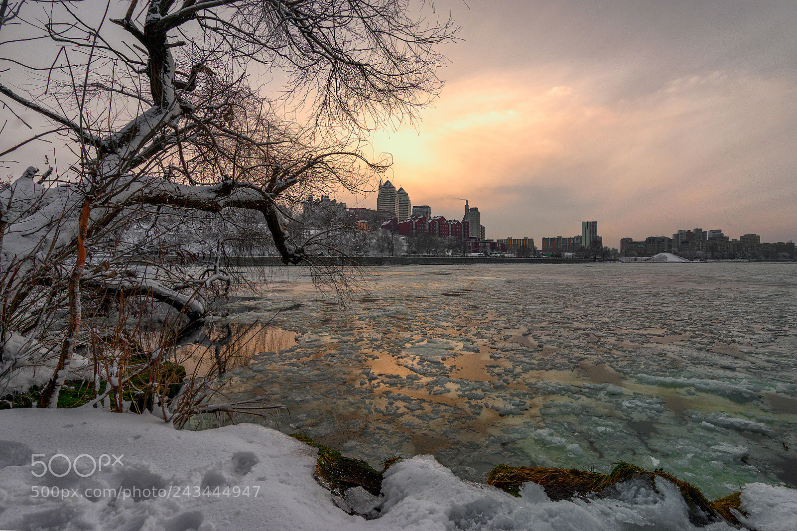 Sony a7 sample photo. Winter sunset photography